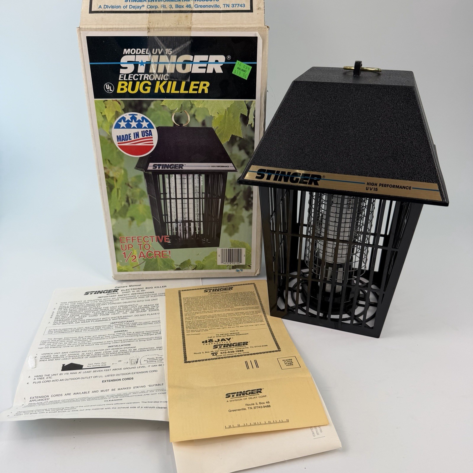 Stinger UV 15 Electronic Bug Zapper Lantern Black Outdoor Electric 1/2 Acre Y325