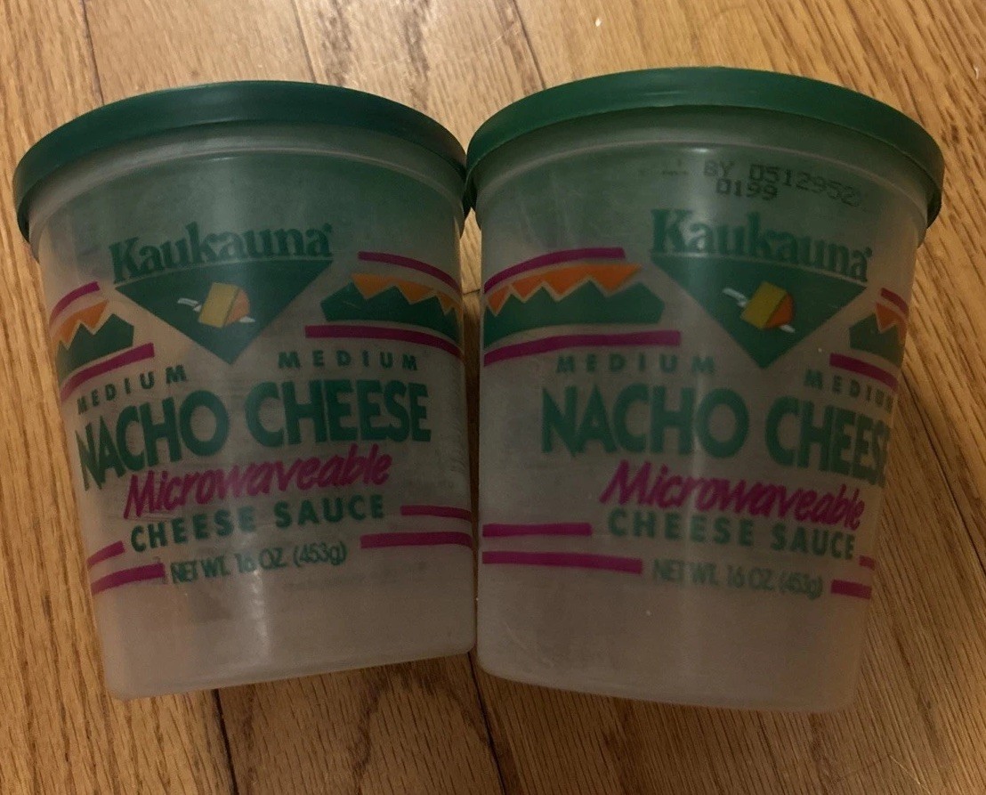 Vintage Kaukauna Microwavable Nacho Cheese Containers Lot 90s Rare Prop Food
