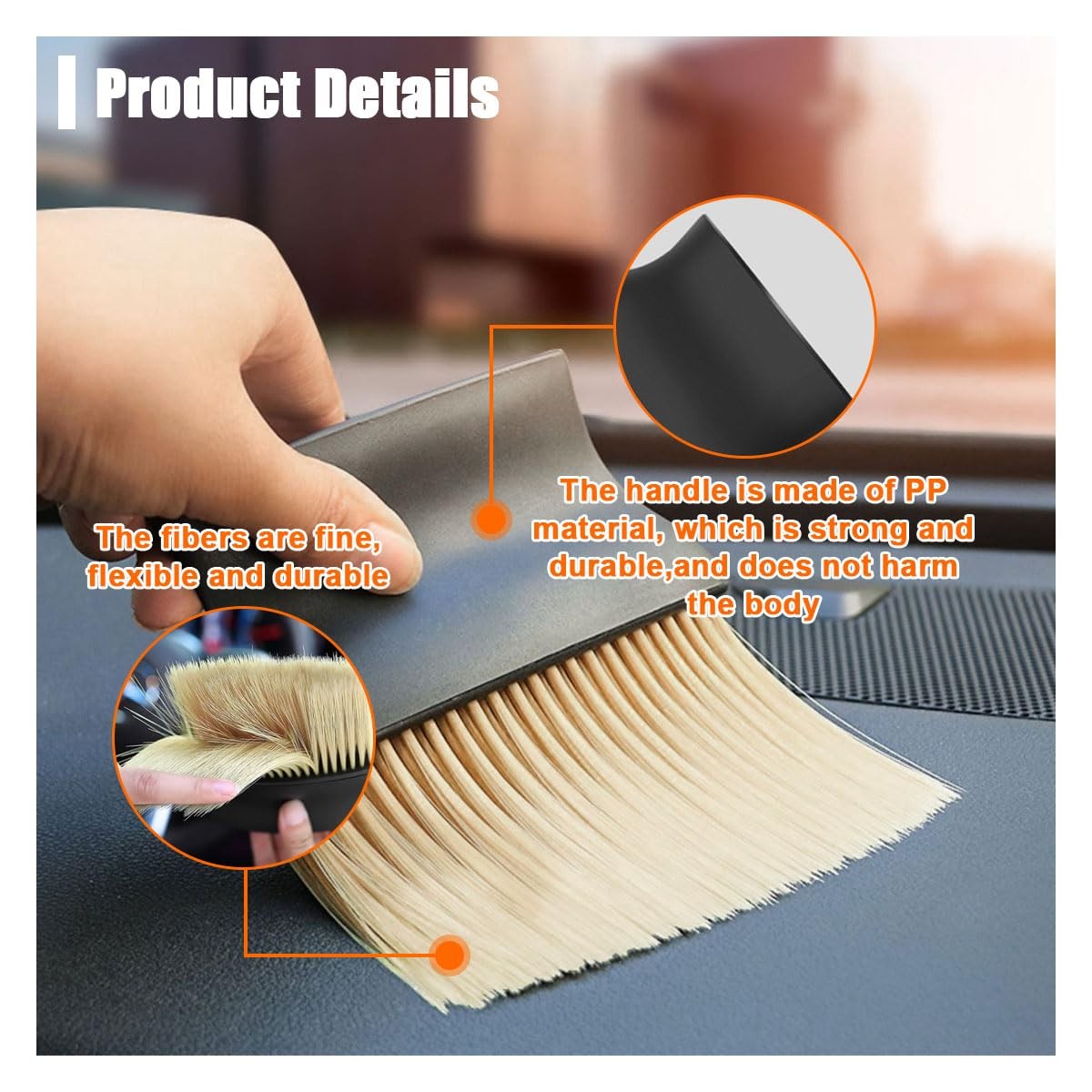Auto Interior Dust Brush - Soft Bristles Car Duster 1PC, Yellow