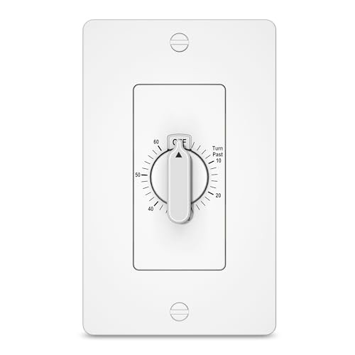 60 Minute Spring Wound Countdown Timer Switch for Bathroom Exhaust Fan, in