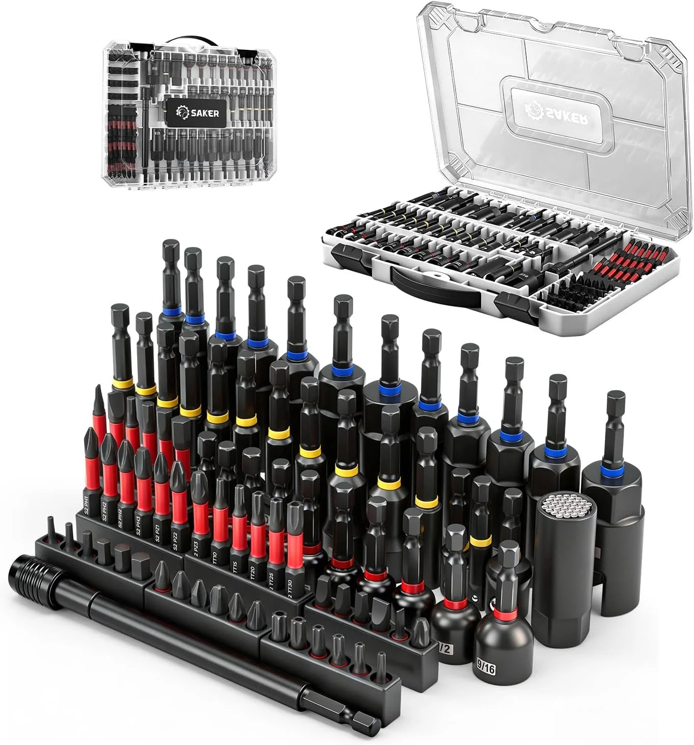 Saker 80-Piece Magnetic Impact Nut Driver Set, SAE & Metric Driver Bit Set, Sock