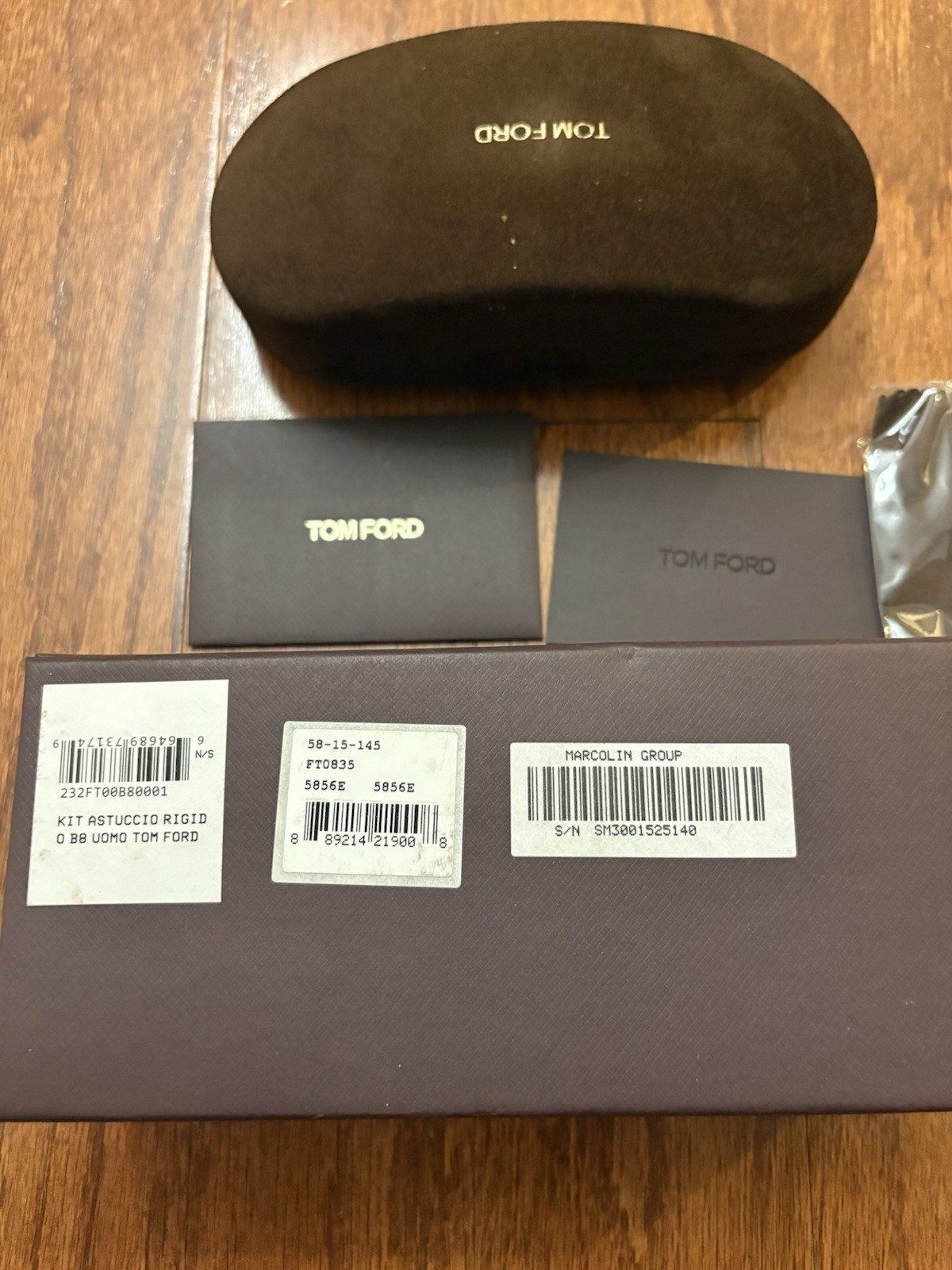 Tom Ford Brown Suede Hard Case for Glasses & Sunglasses with Accessories