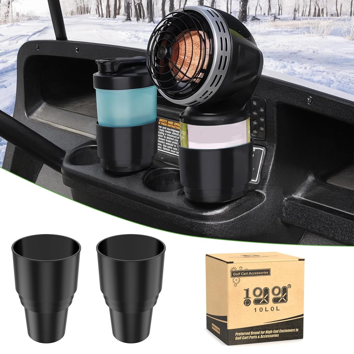 10L0L 2 Pack Golf Cart Cup Holder, Dash Adapter for Portable Propane Heater C...