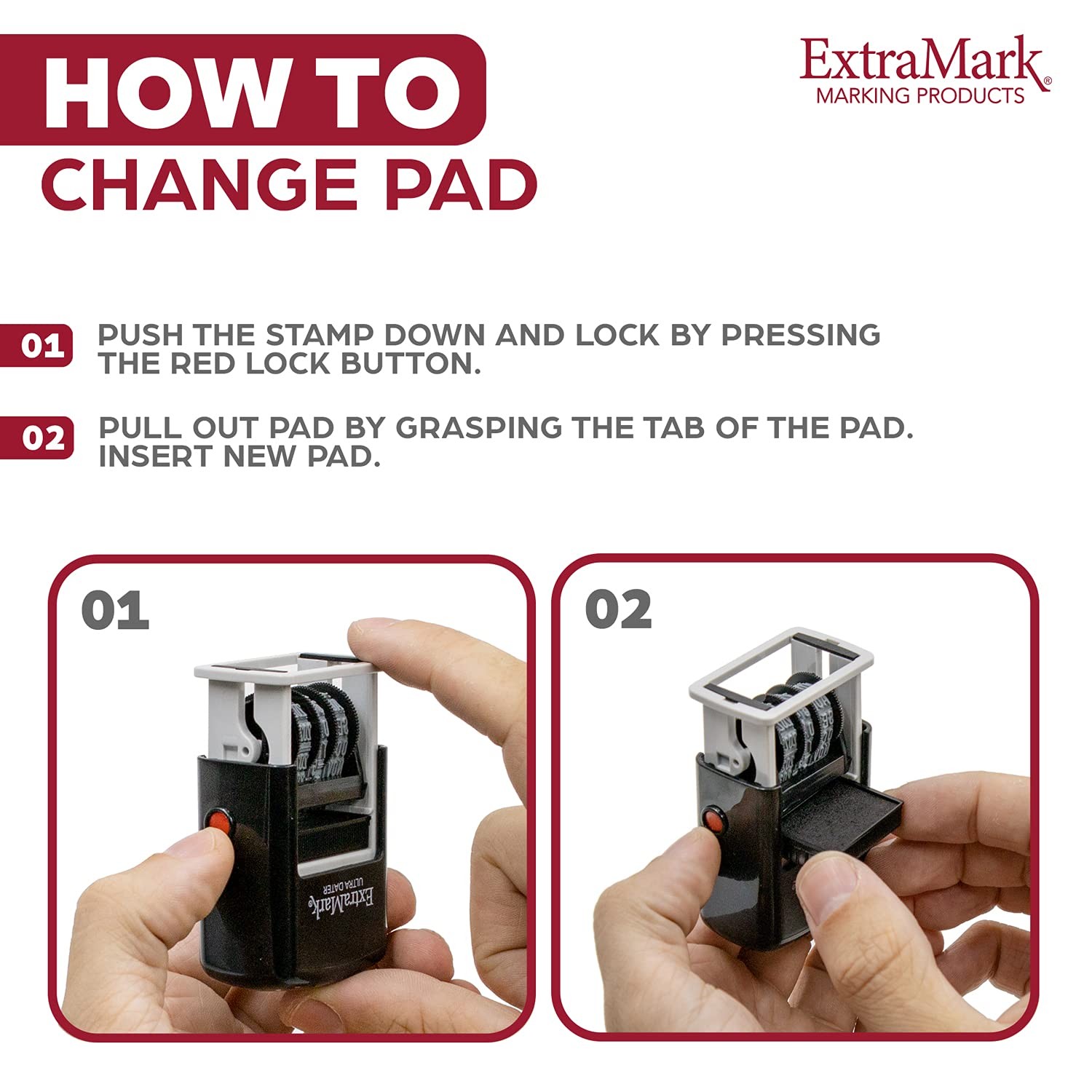 ExtraMark Super Dater Ink Stamp - Self-Inking Rubber Date Stamper - for Docum...