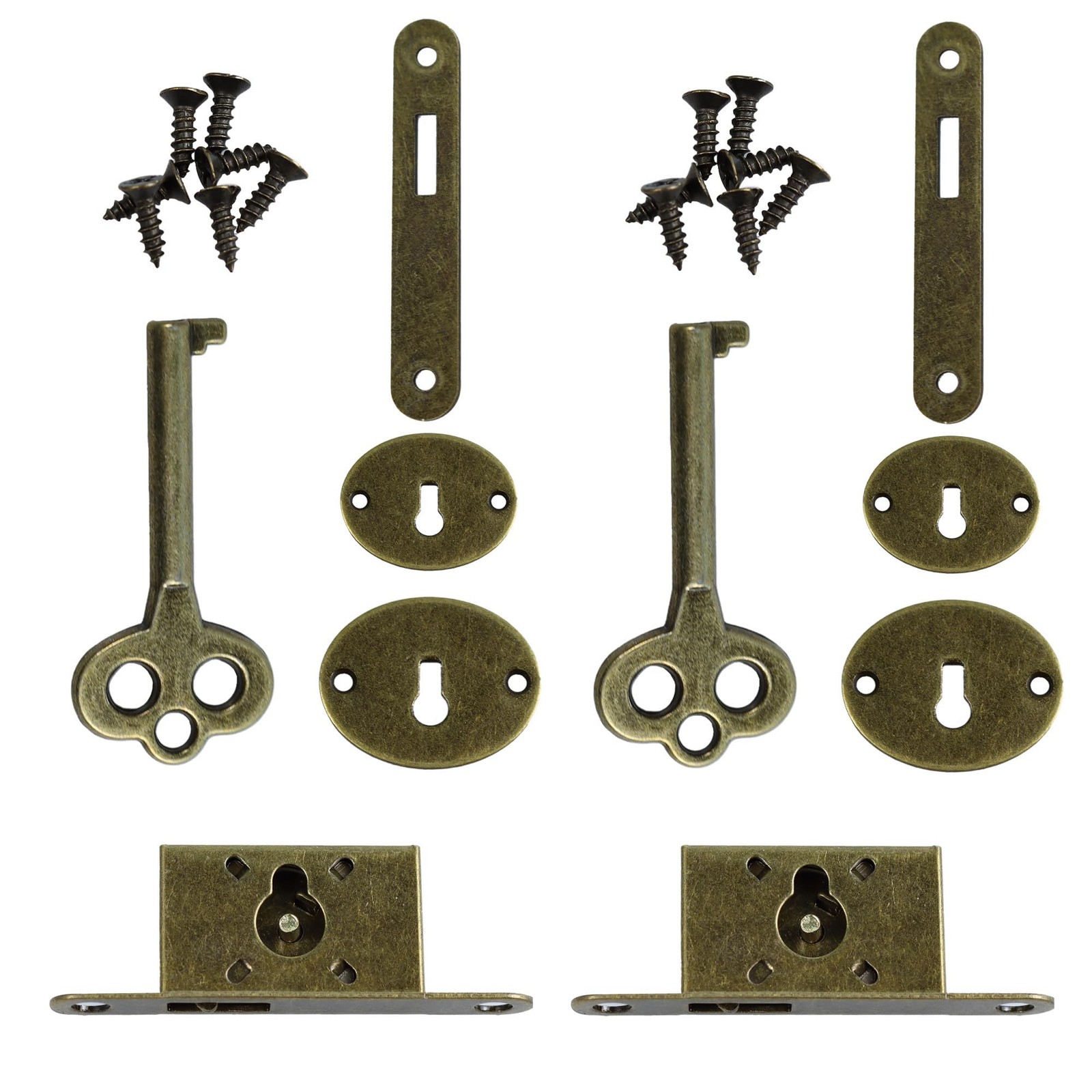 Mini cerraduras de bronce antiguo, cerraduras decorativas de embutir completa