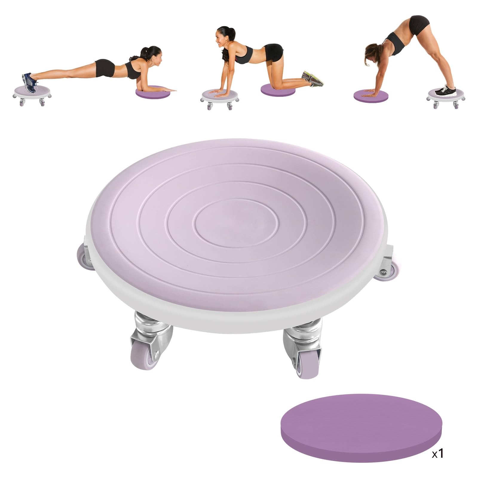 New 6 Caster Ab Roller, Exercise Equipment with Knee Pads, Roller Wheel for Core