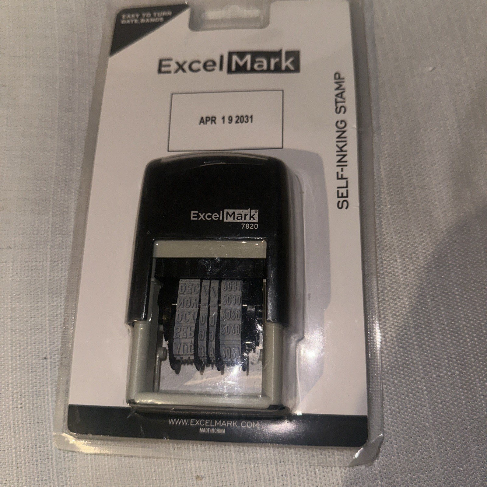 ExcelMark Self-Inking Stamp Black Ink 11 years of Dates to 2031