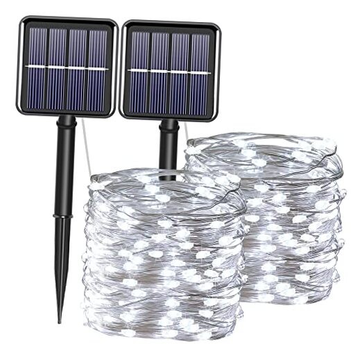 Solar Fairy String Lights for Outside, Outdoor Waterproof 2Pack Cool White