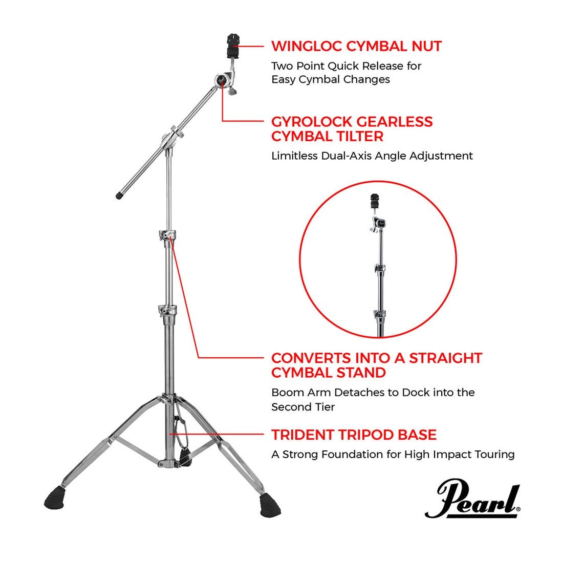 Pearl B1030 Boom Cymbal Stand