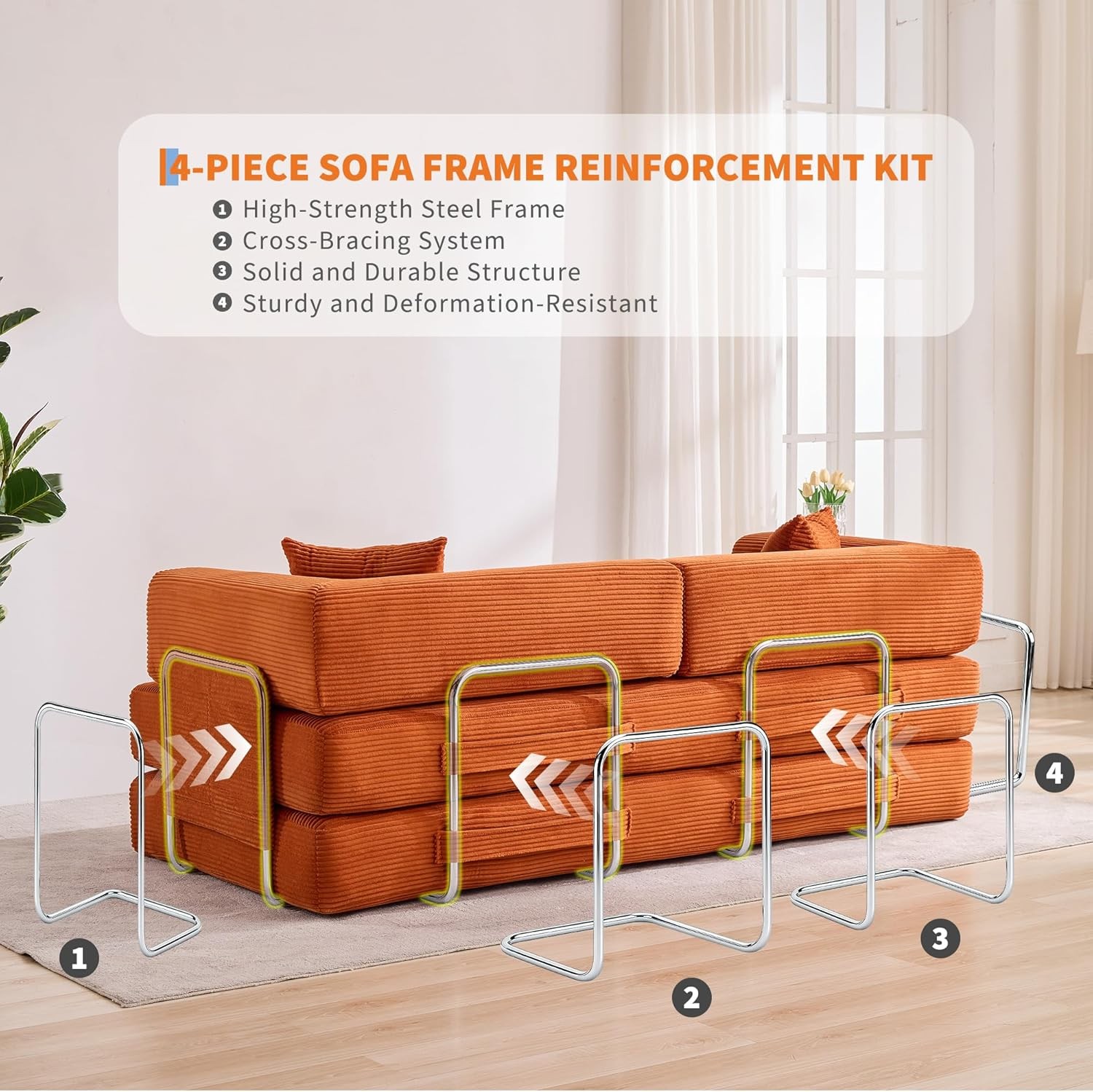 Convertible Sleeper Sofa Bed, 79" Floor Sofa Bed, 5-in-1 Folding Mattress Couch