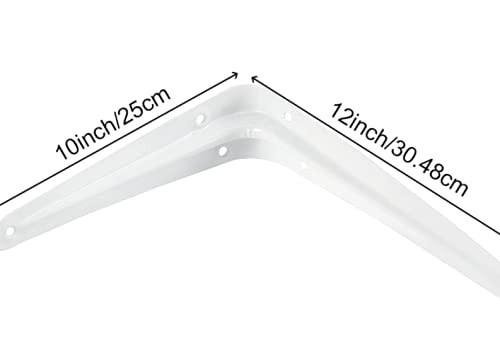 24 PCS 10x12 Inch White Shelf Brackets Heavy Duty L Bracket Angle Hardware