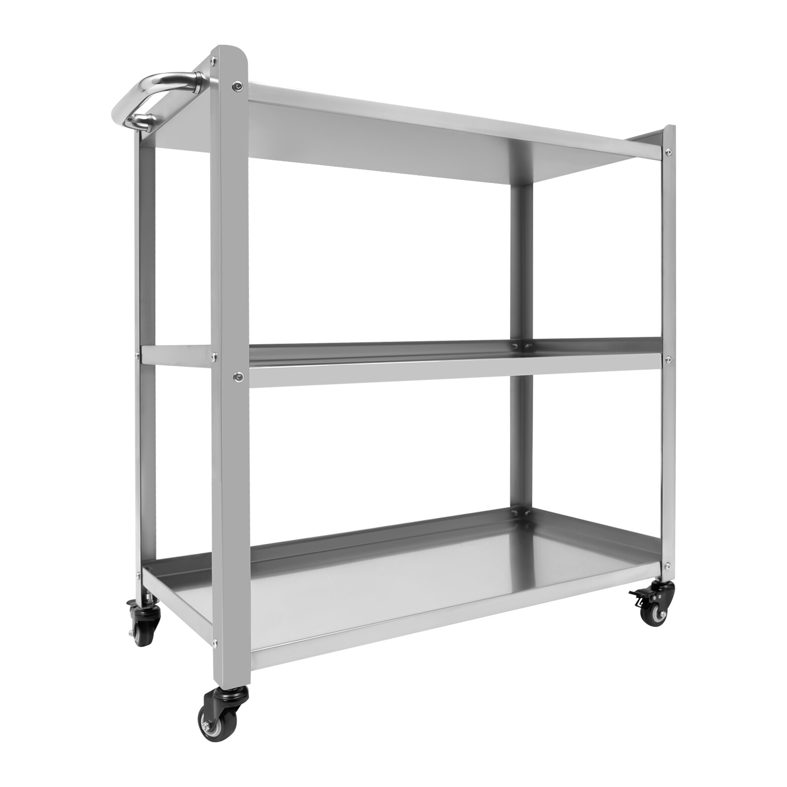 Stainless Steel Kitchen Trolley Cart, Utility Serving Storage Rolling Car Shelf