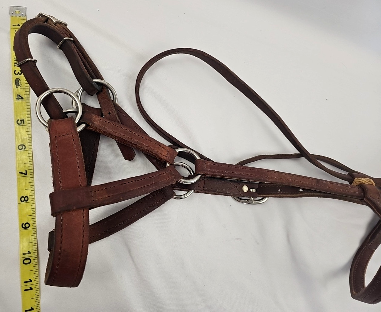 Horse Tack Leather Sidepull Bitless Western Bridle Heavy & Soft w/ Rawhide Stays