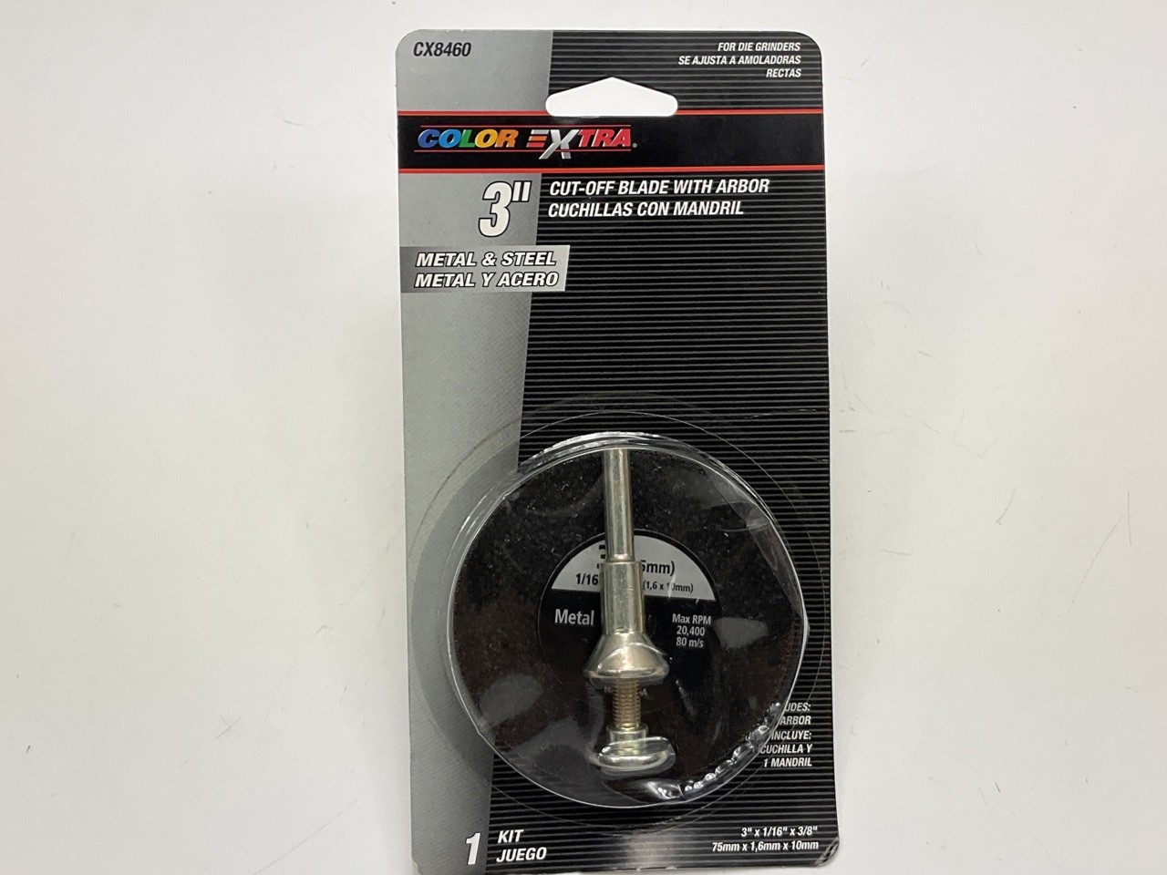 Color Extra CX8460 Metal & Steel Cut-Off Wheel W/ Arbor 3" X 1-16" X 3/8"