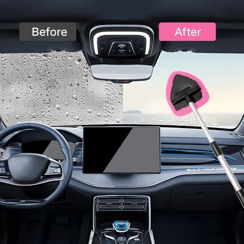 10pcs Windshield Cleaning Tool Inside Car Window Cleaner Wash Kit with 4 Pink