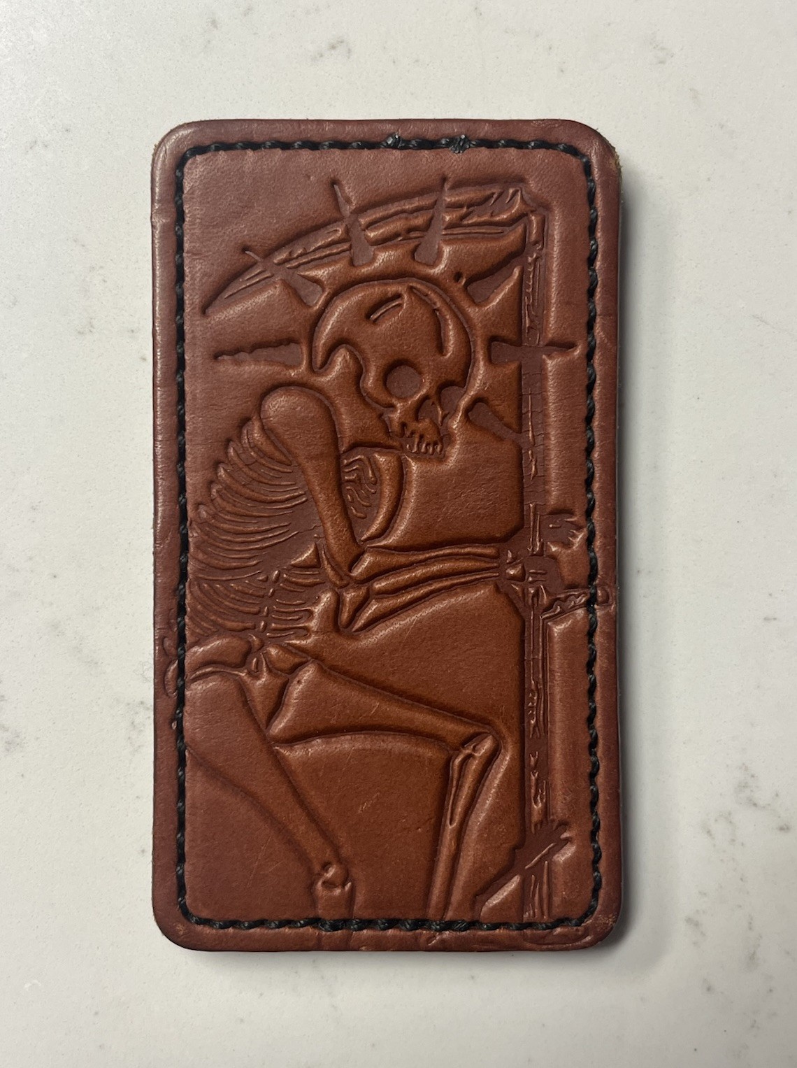 Brown Leather LA MUERTE Patch Ed’s Manifesto Hook & Loop Back