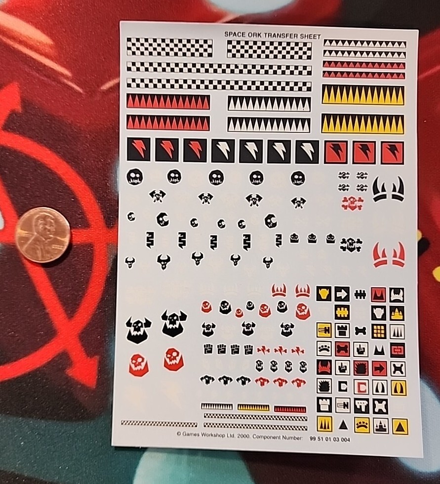 Warhammer 40k Large Space Marine Space Ork Full Sheet Transfer Lot