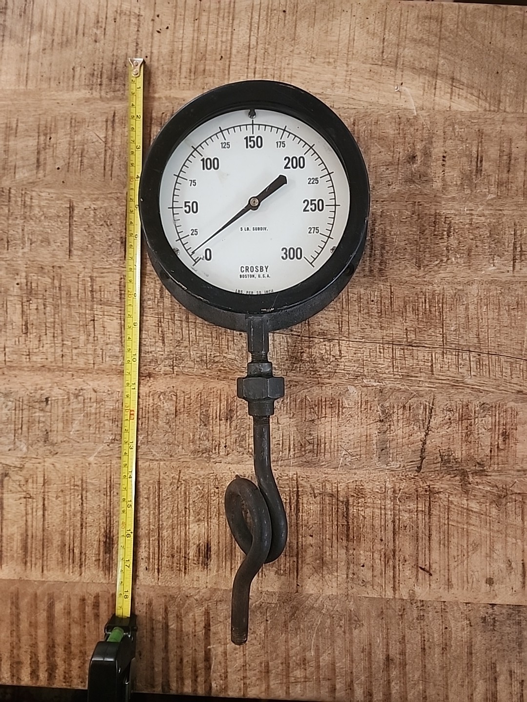 Early Rare 7" Crosby Boston Steam Pressure Gauge 0 to 300 PSI coil fitting Punk