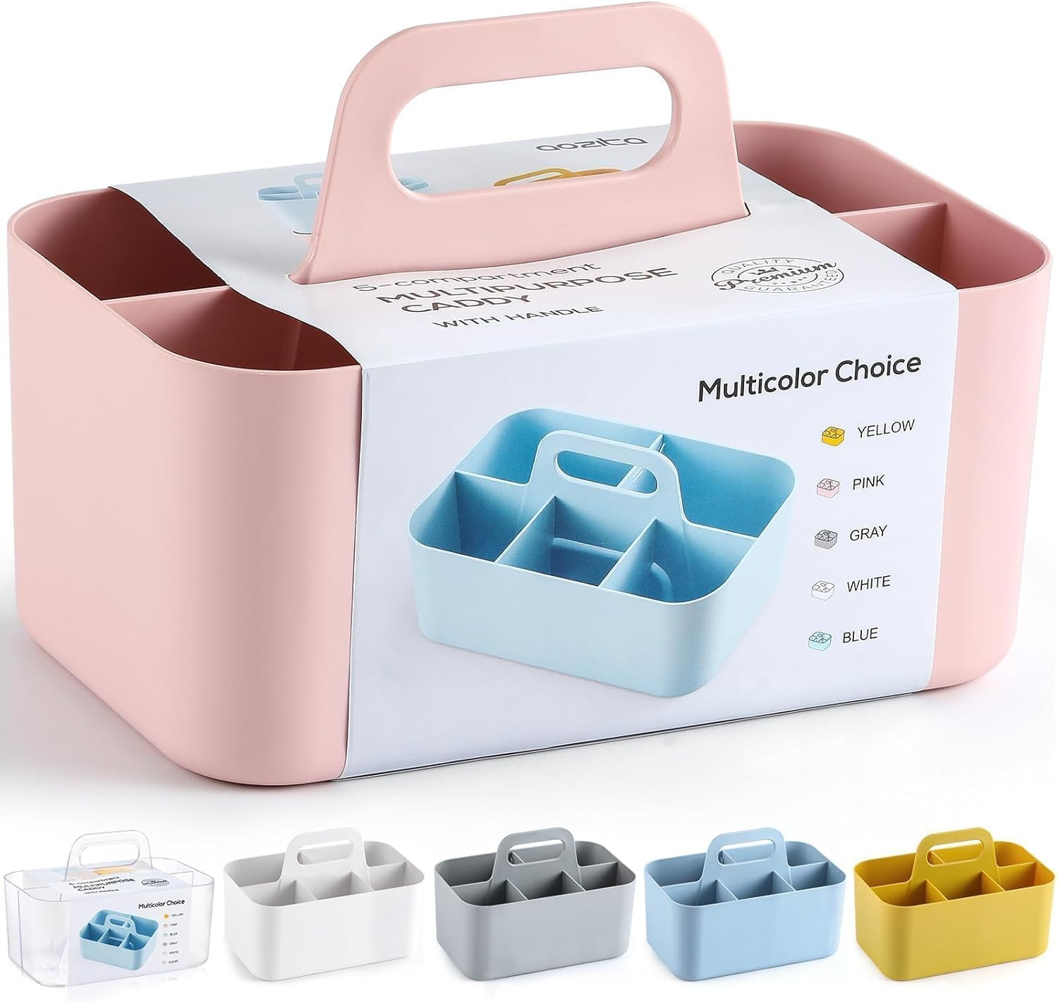 Multiuse Caddy Organizer with Handle, Portable Divided Plastic Tote Bin - Art Cr