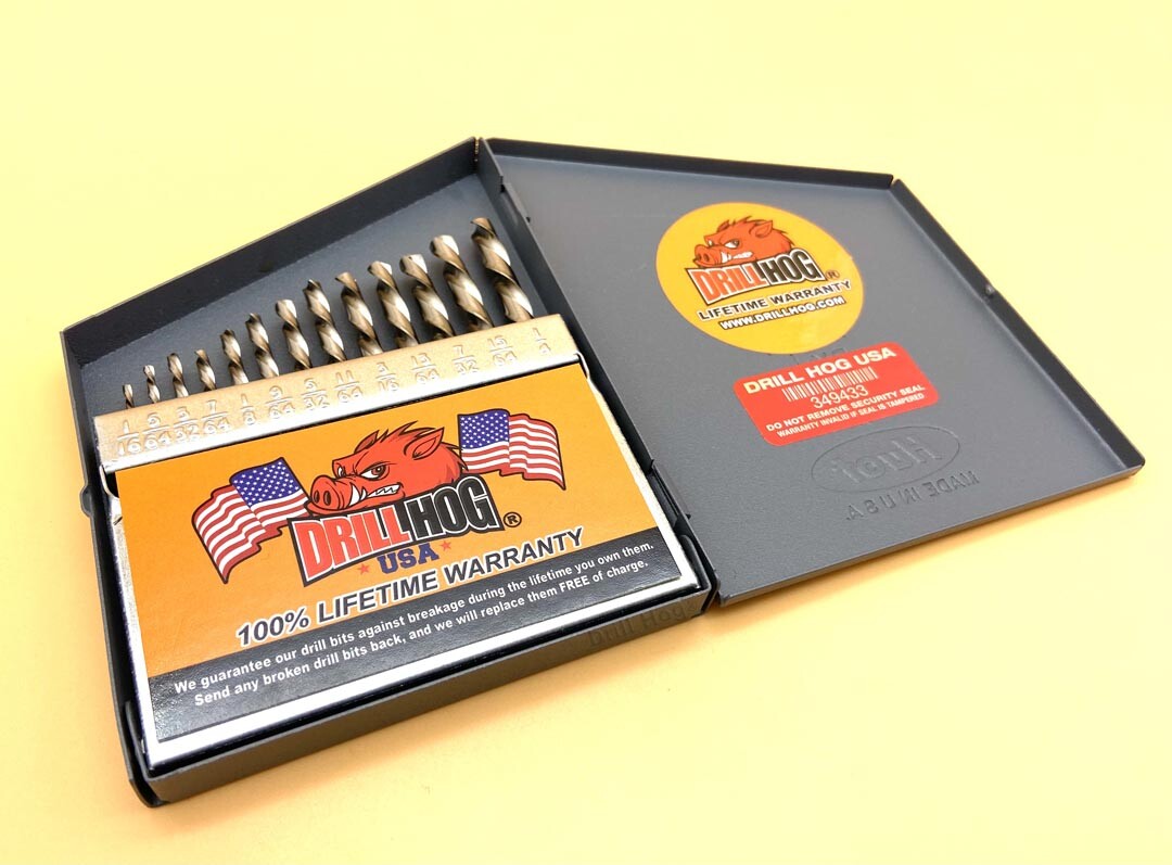 Drill Hog® 13 Pc LEFT HAND Drill Bit Set Niobium Nb41 Index Lifetime Warranty