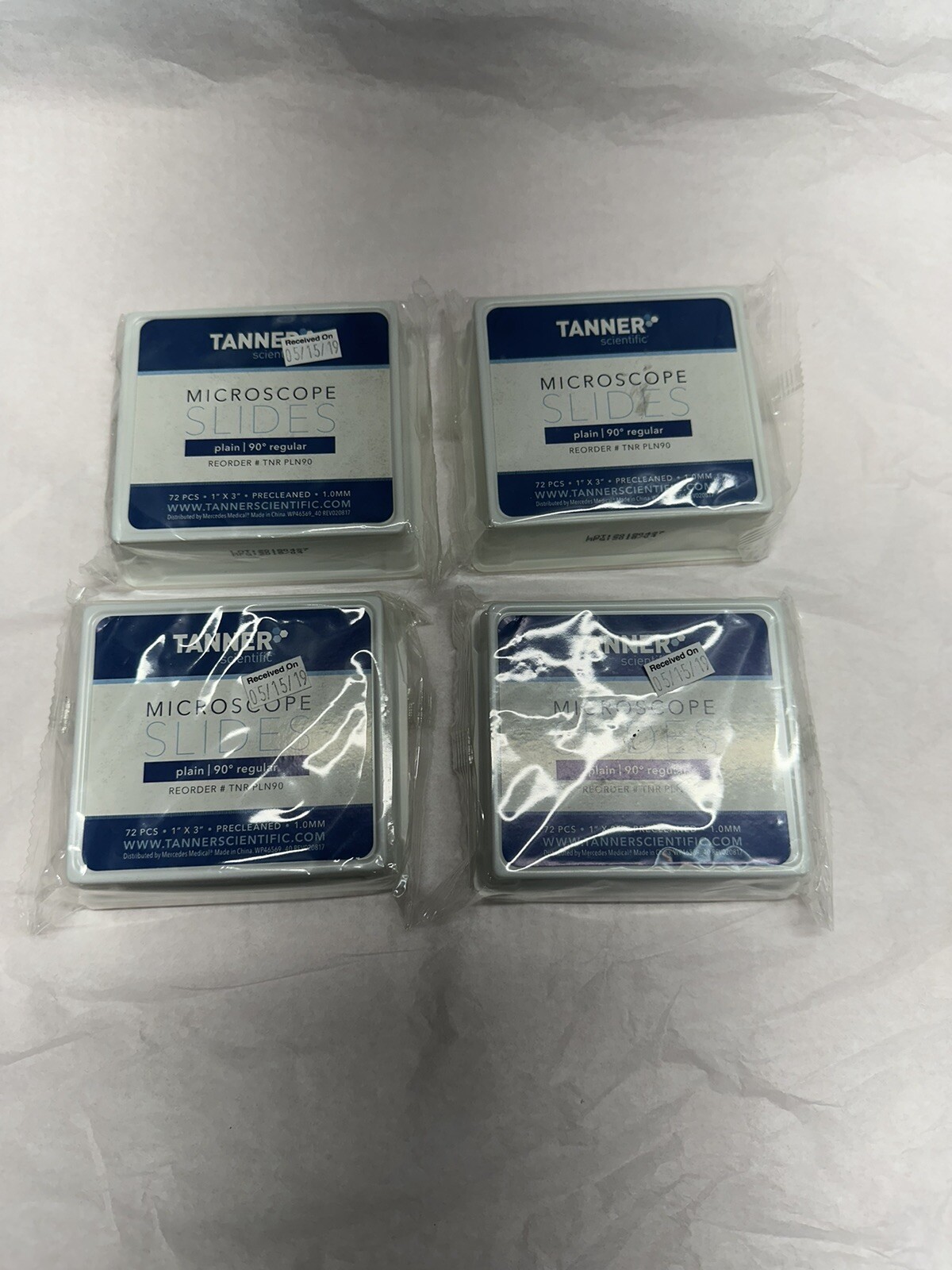 288 Microscope Slides 1"x3" Tanner Scientific White 90° Regular 1mm TNR WHT90NM