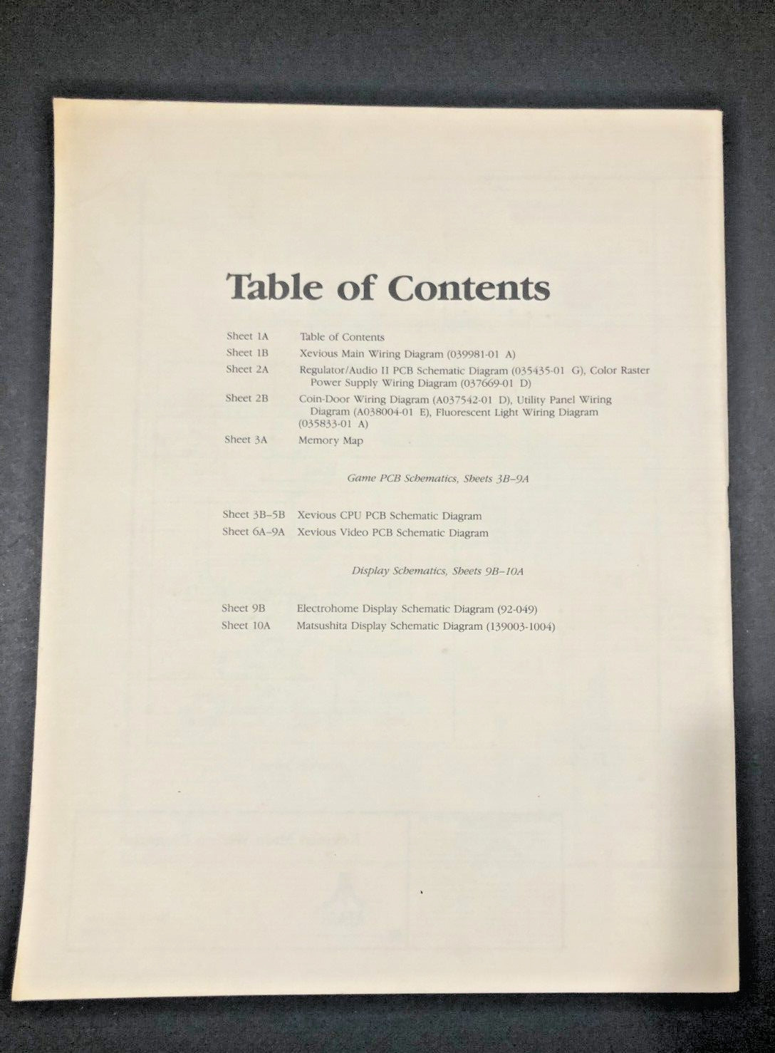 Atari Schematic Package Supplement to Xevious Operators Manual