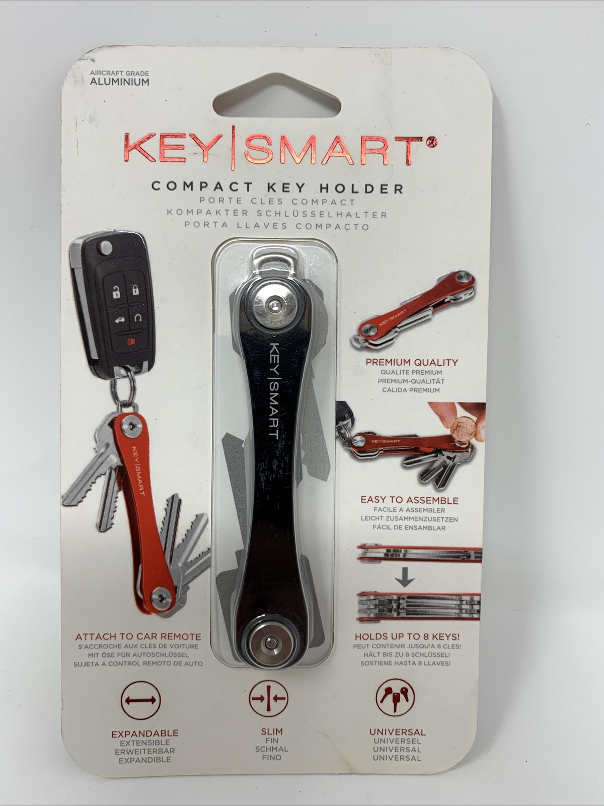 KEY SMART COMPACT KEY HOLDER - BLACK - HOLDS UP TO 8 KEYS! FREE SHIPPING