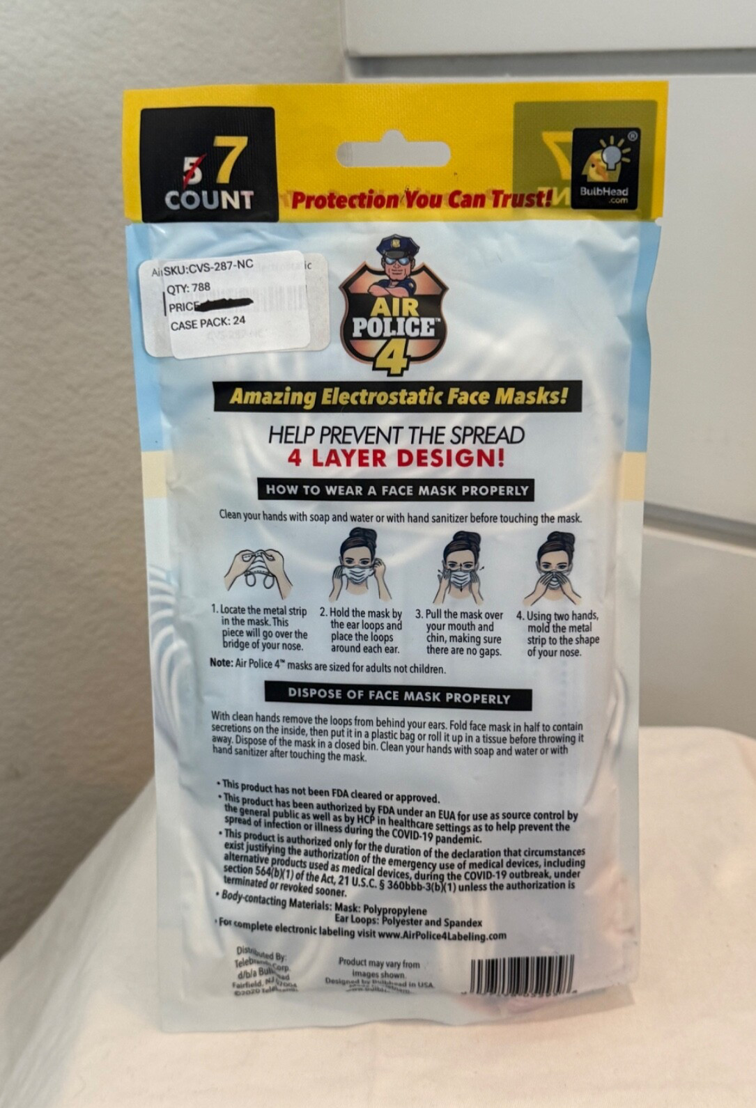 7 count Electrostatic Face Masks-NEW-Q