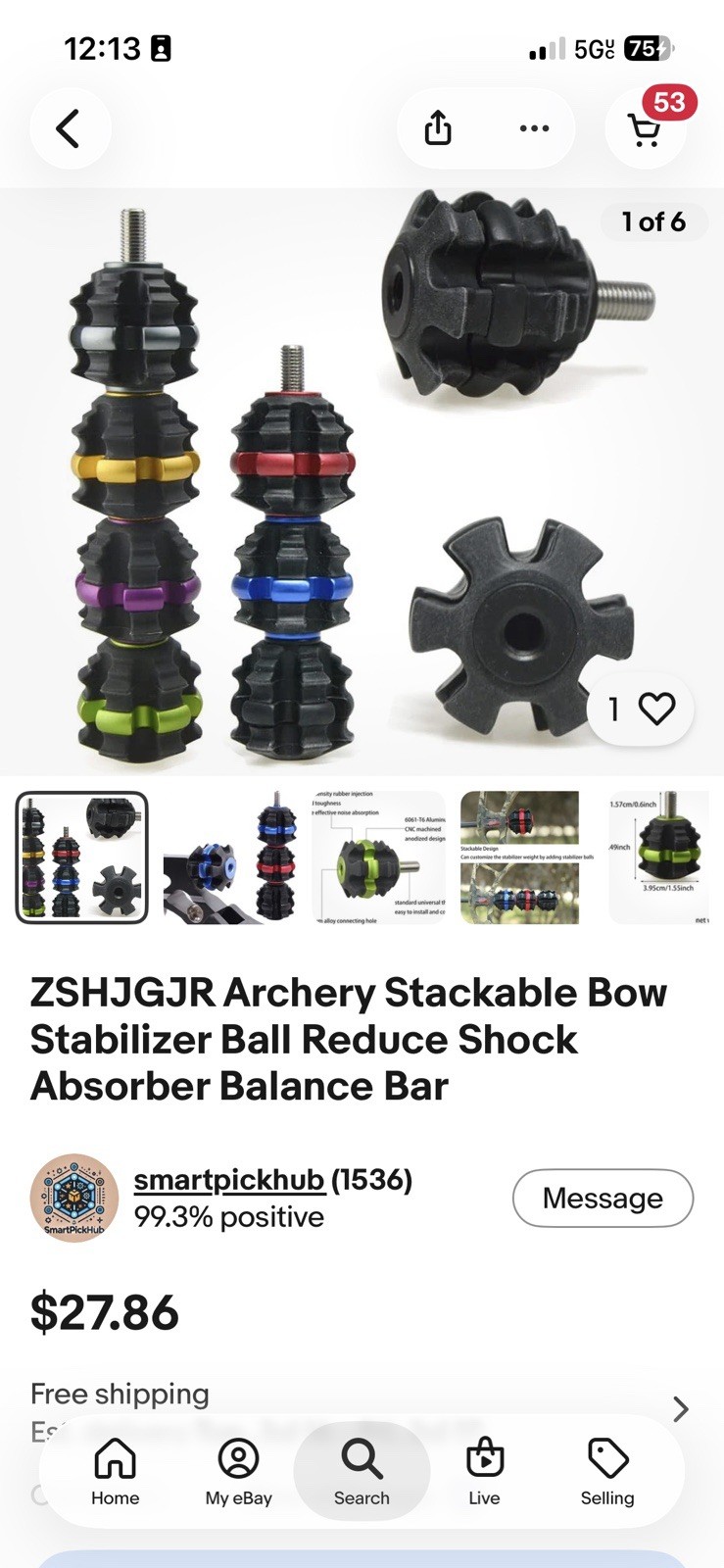 Conquest Smackdown .500x30” Stabilizer+Stabilizer Ball+Quick Disconnect+ Weights