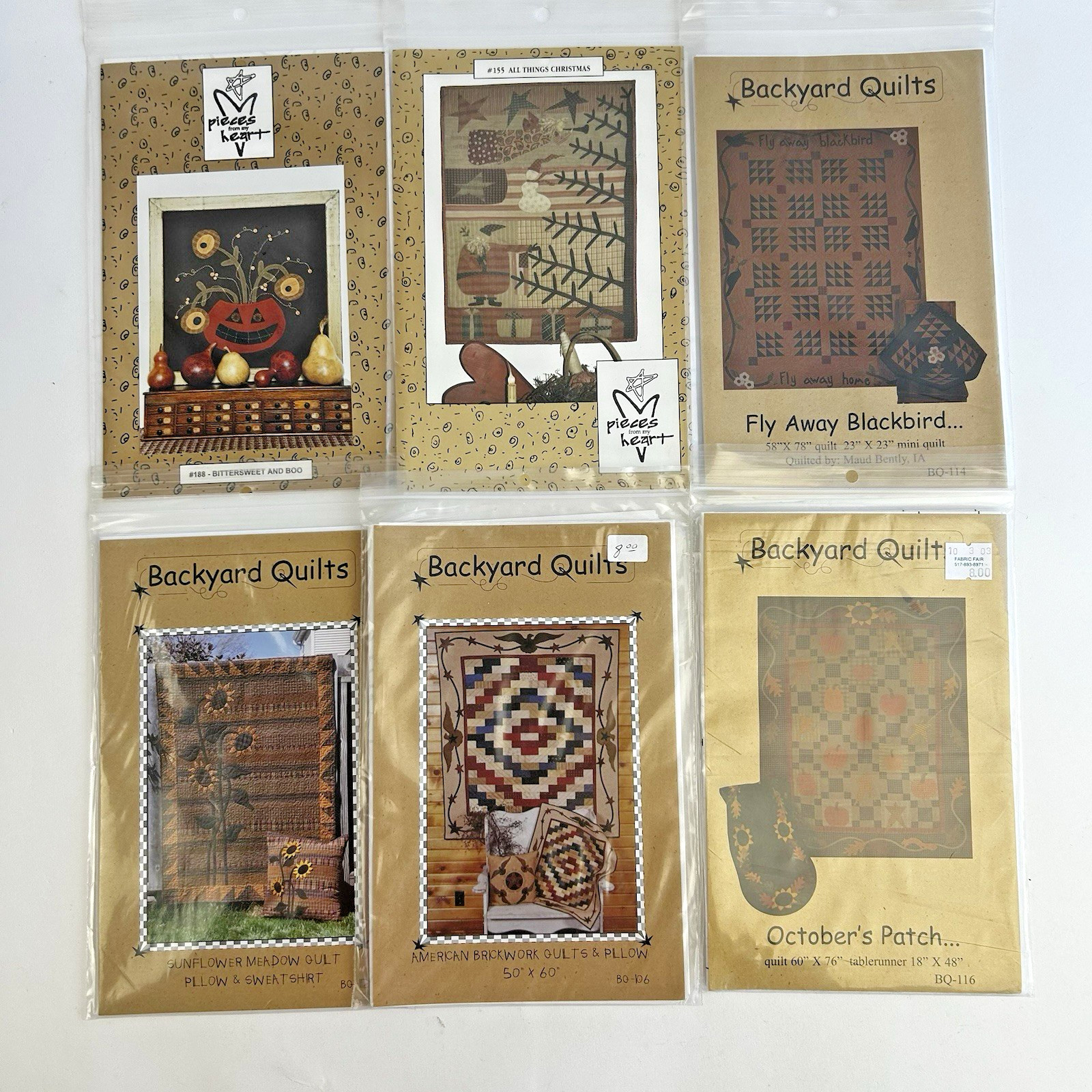 Quilt Patterns Vintage Lot of 6 Backyard Quilts & Pieces From My Heart JOL READ