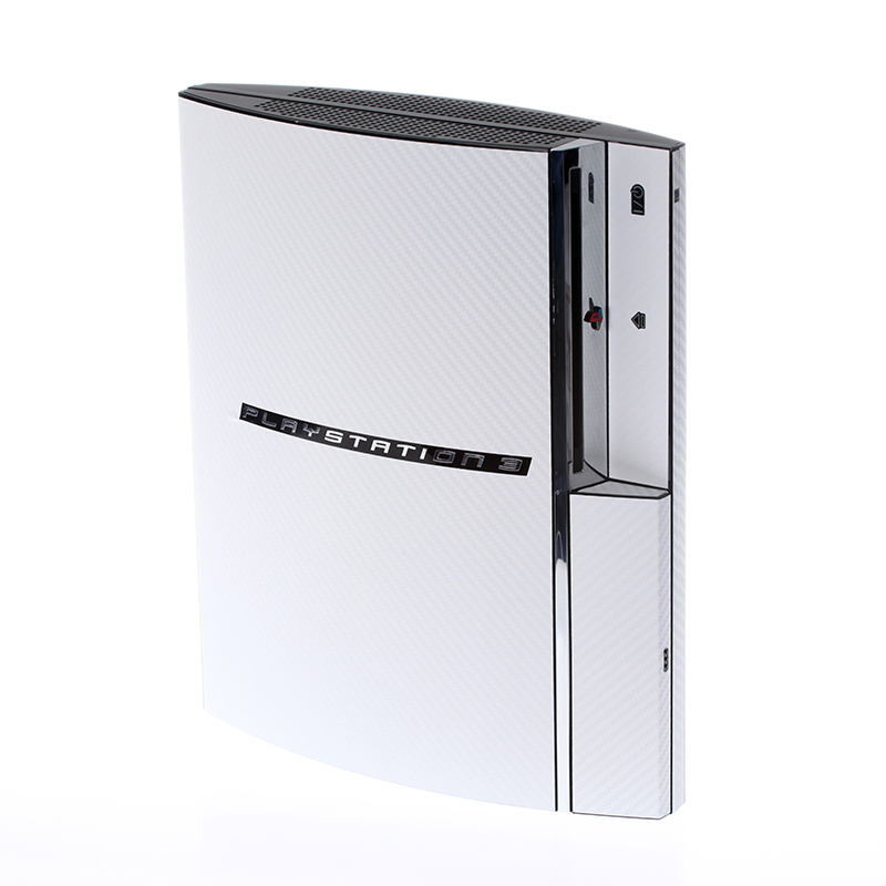 Textured White Carbon Fibre PlayStation PS3 Fat decal skin  cover wrap