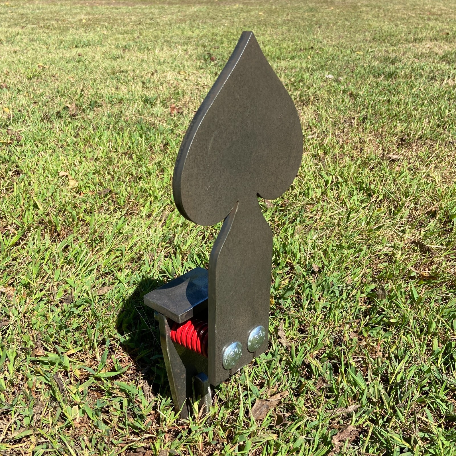 3/8AR500 6x12 Auto Reset Spade Popper - Spring Reactive Steel Shooting Target