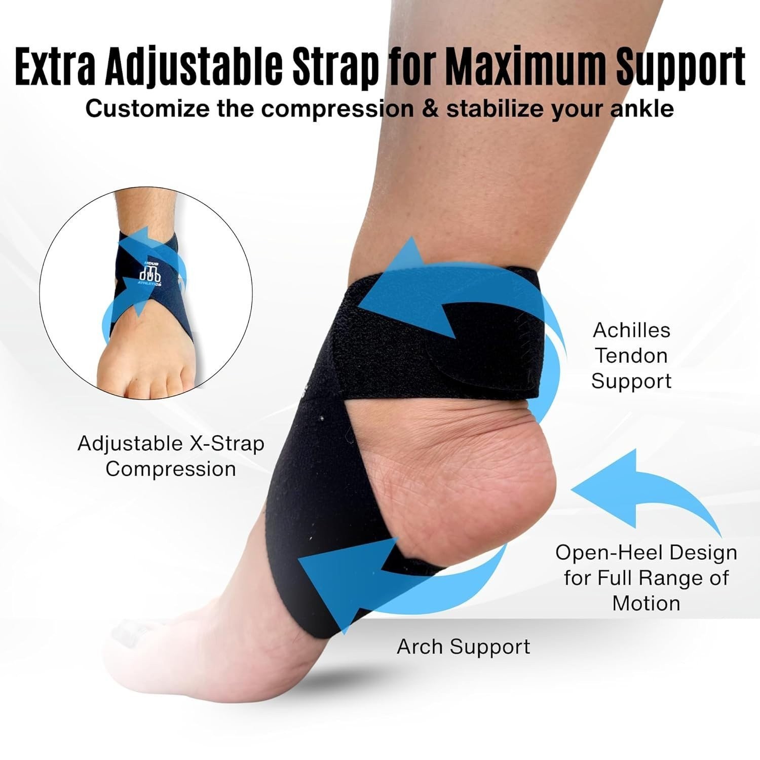 MDUB Ankle X Strap Brace for Achilles & Plantar Fasciitis Support, 1 Pack
