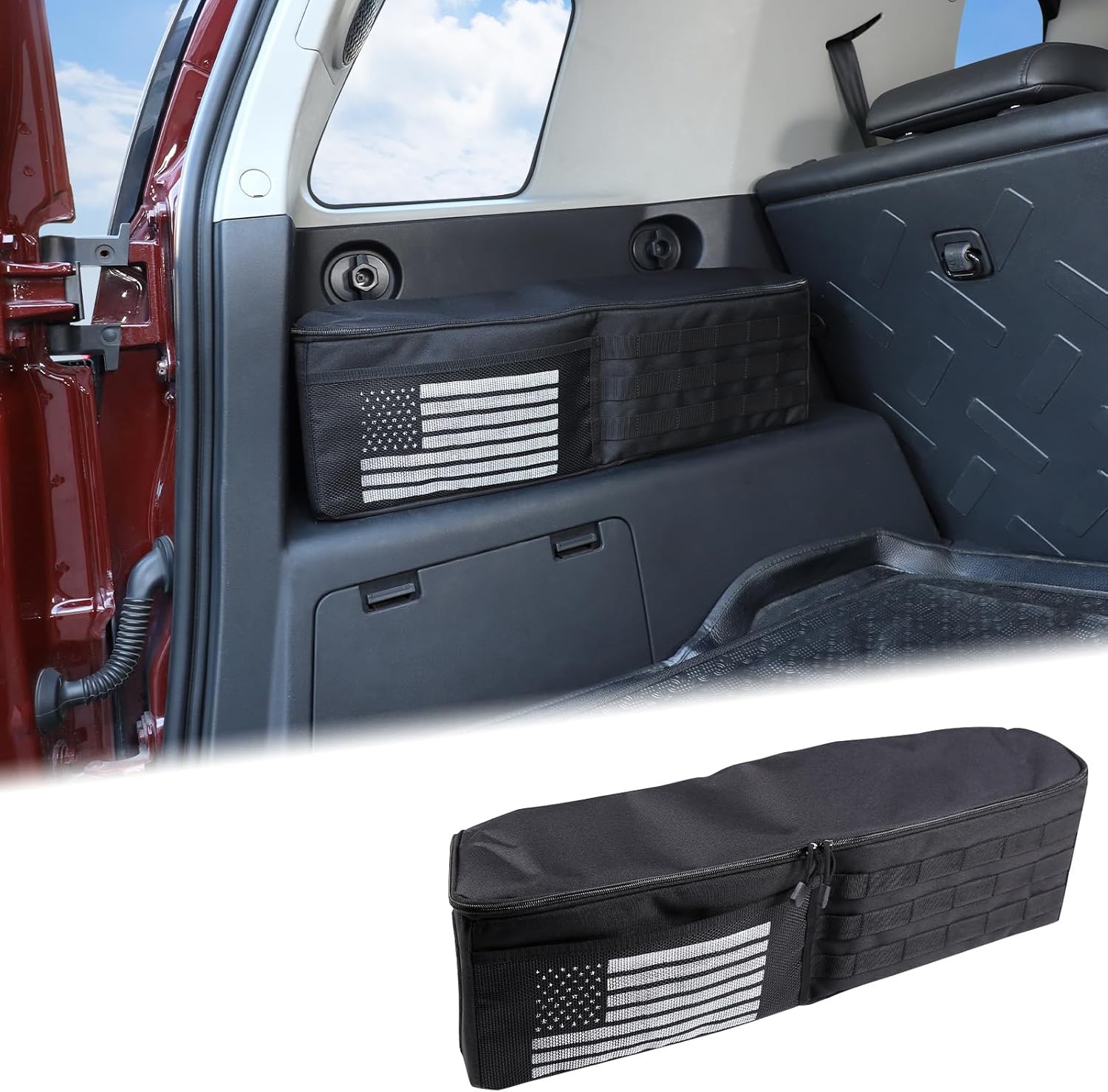 Trunk Organizer Storage Bag Toyota FJ Cruiser 2007-2026 Left Side USA Flag Black