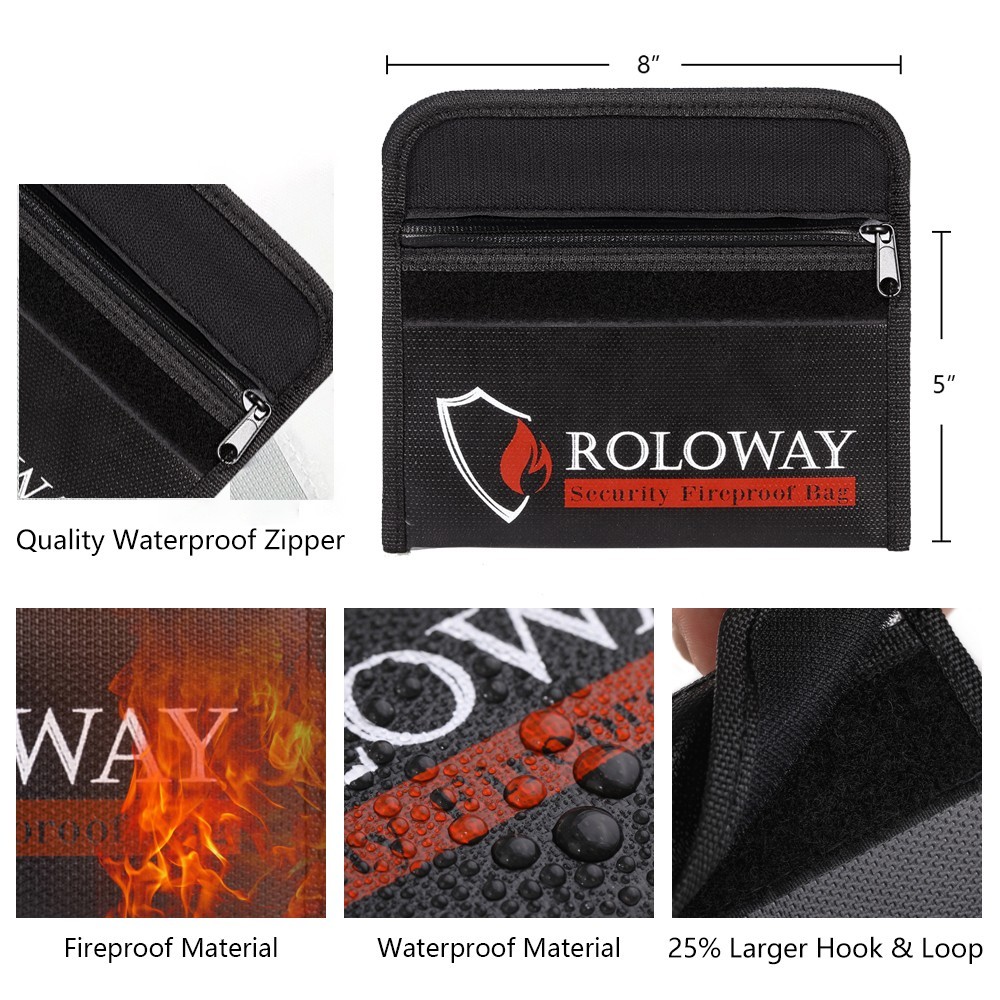 Fireproof Waterproof Money Bag Small Safe Security Document Pouch Cash Storage
