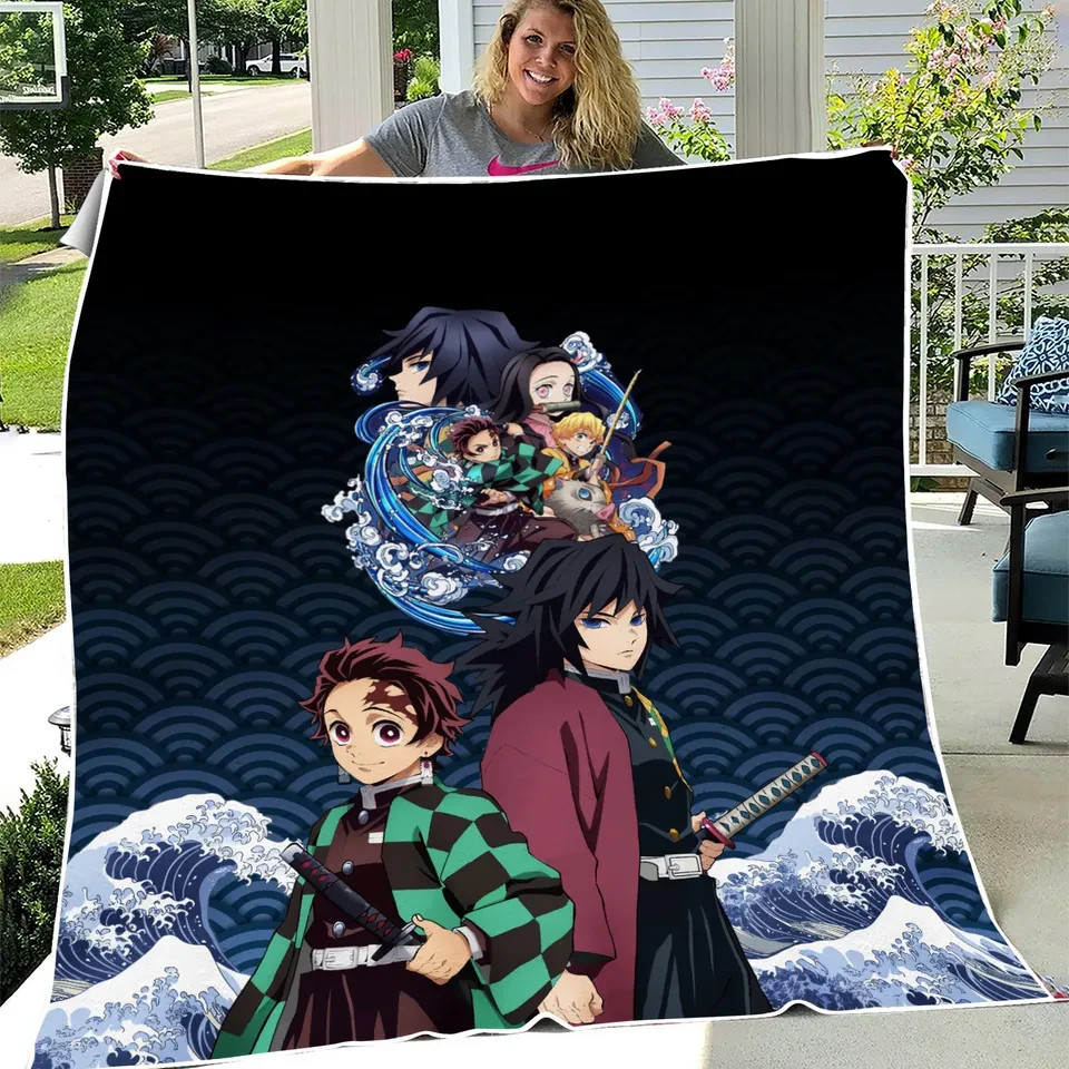 Fantasy Sword Warrior Flannel Blanket Soft Cozy Anime Throw Gift