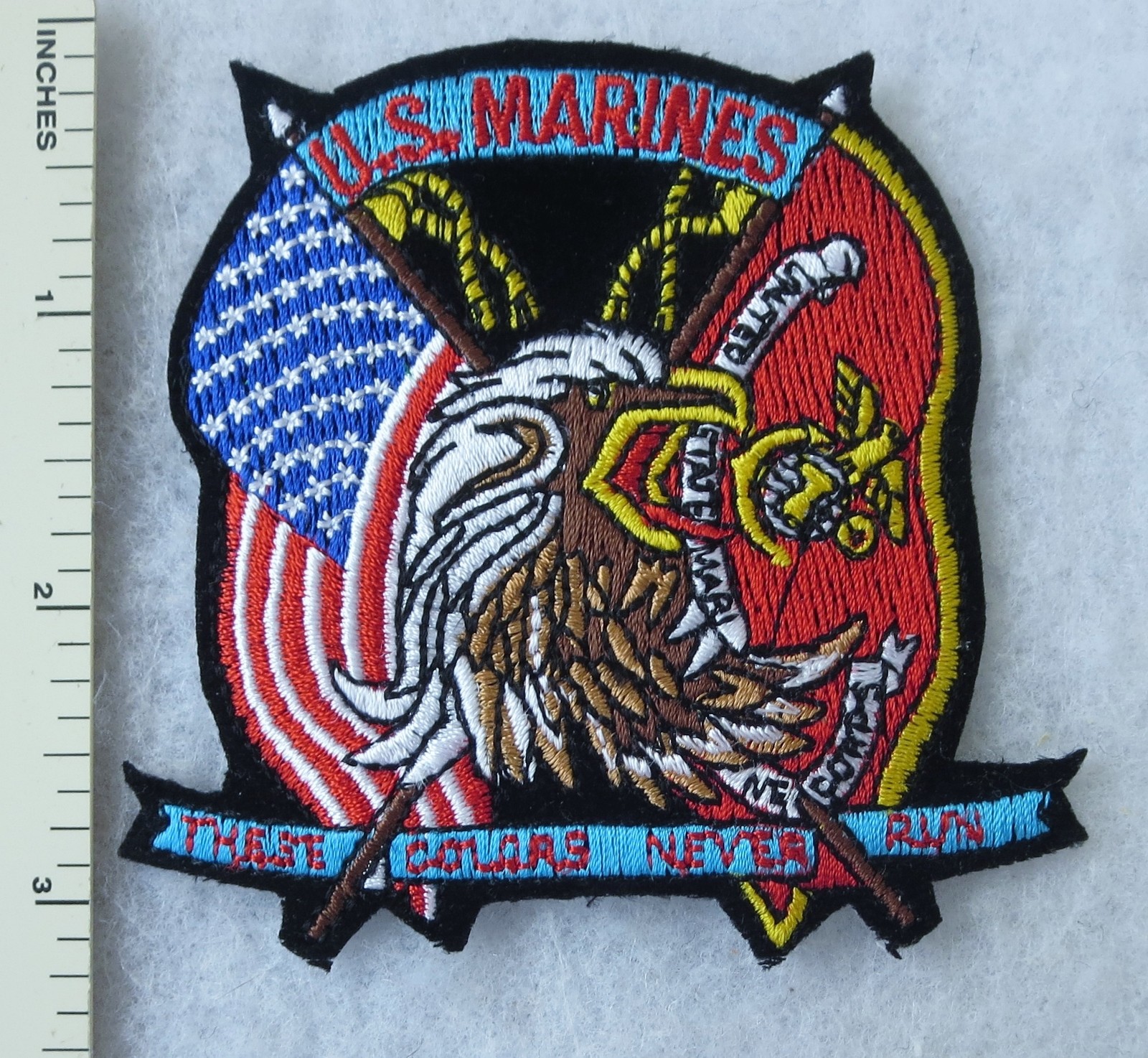 US MARINE CROSSED FLAGS & EAGLE PATCH Made for USMC VETERANS & COLLECTORS
