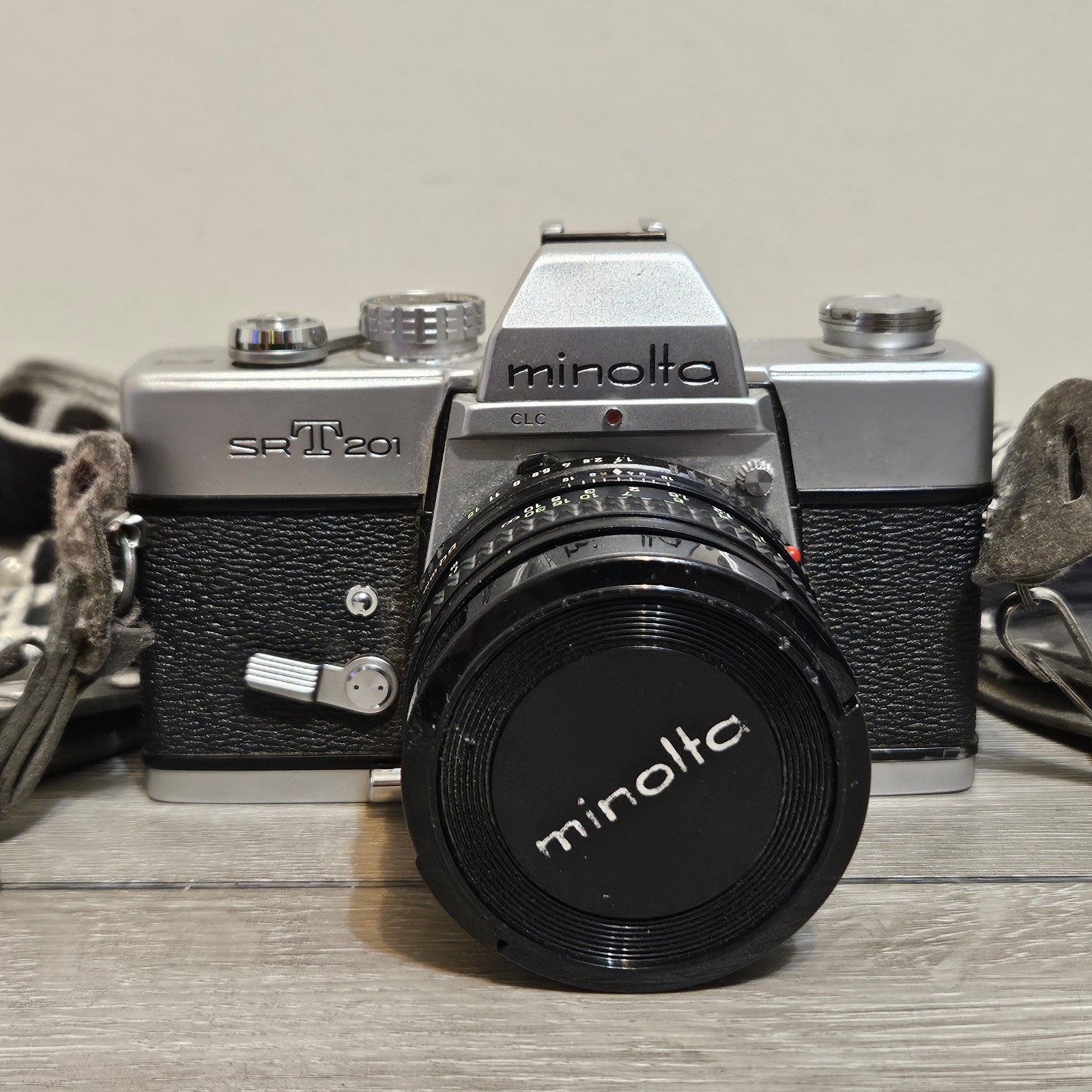 Minolta SRT 201 film camera w Multiple Lens and Strap Untested As Is No Returns