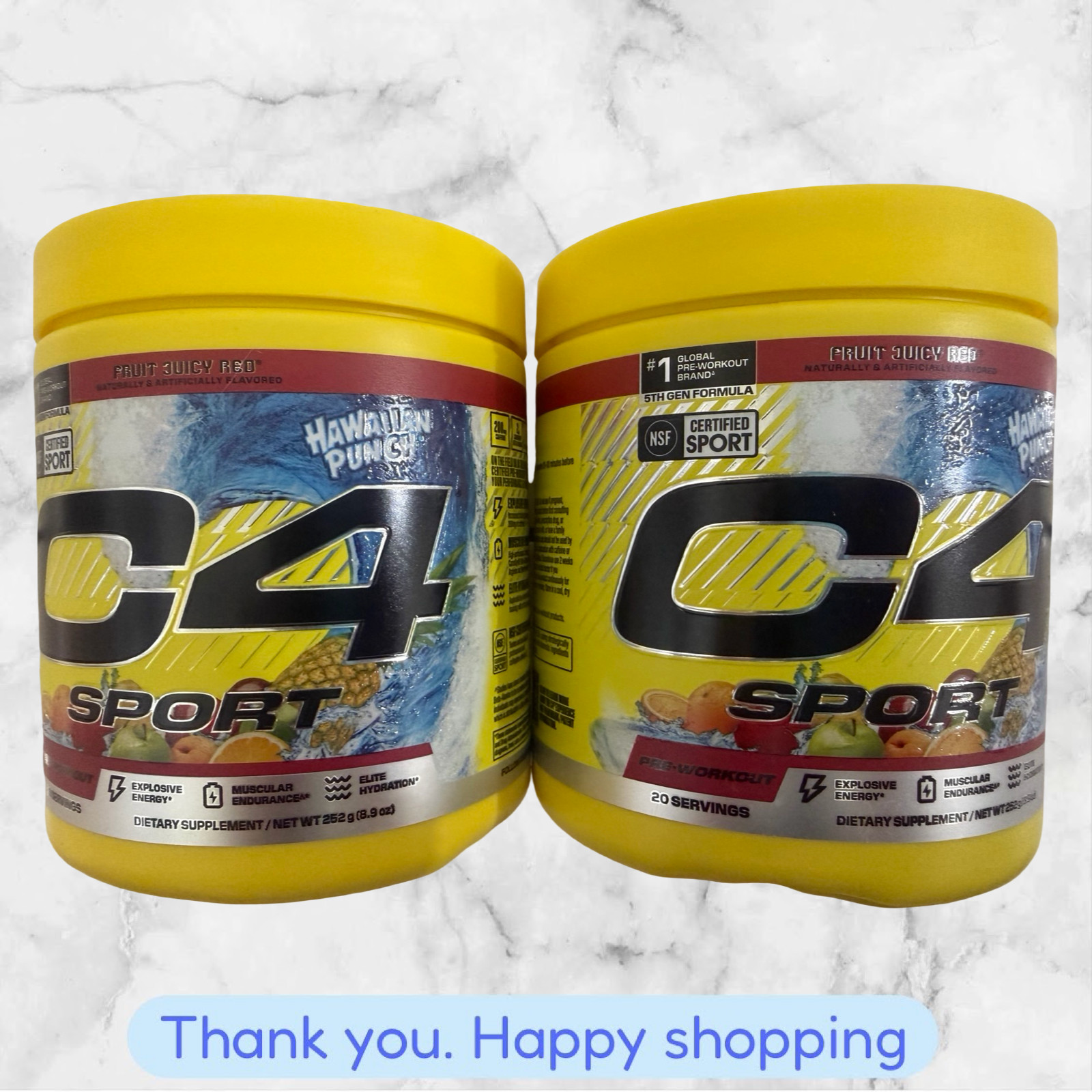2X Cellucor C4 SPORT Pre-Workout 8.9oz Hawaiian Punch FRUIT JUICY RED EXP2027+