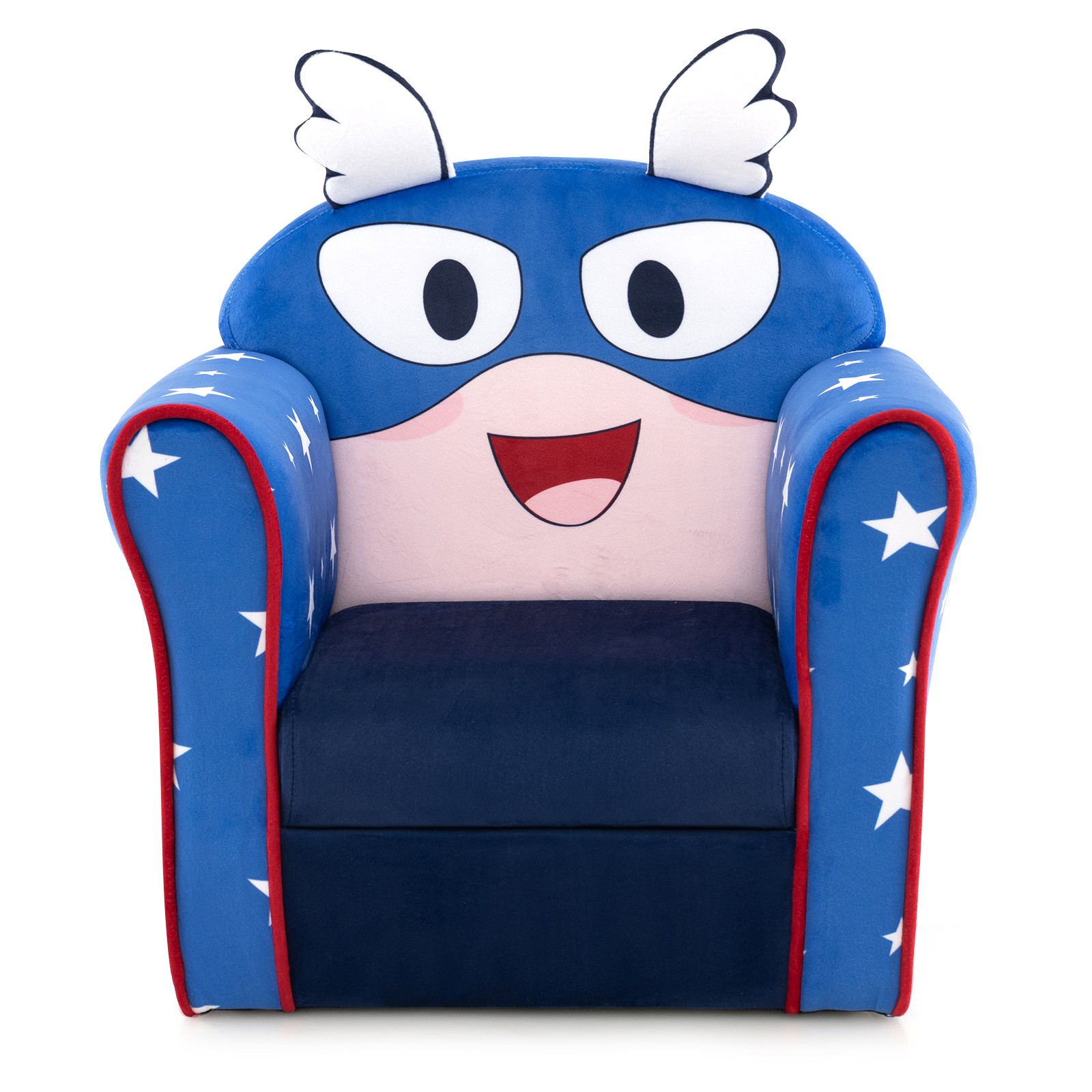 Kid's Sofa Chair Toddler Upholstered Armchair Wooden Frame Children Couch Navy