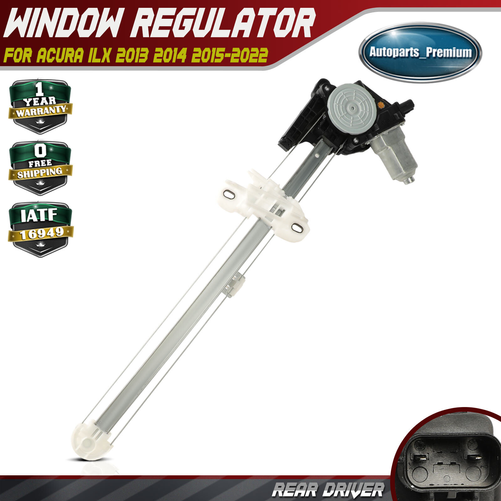 Rear Driver Left Power Window Regulator with Motor for Acura ILX 2013 2014-2021
