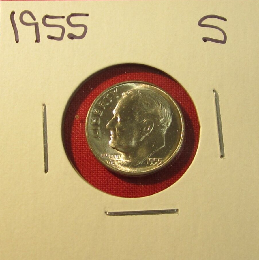 1955 S Roosevelt Dime - 90% Silver - BU - Uncirculated