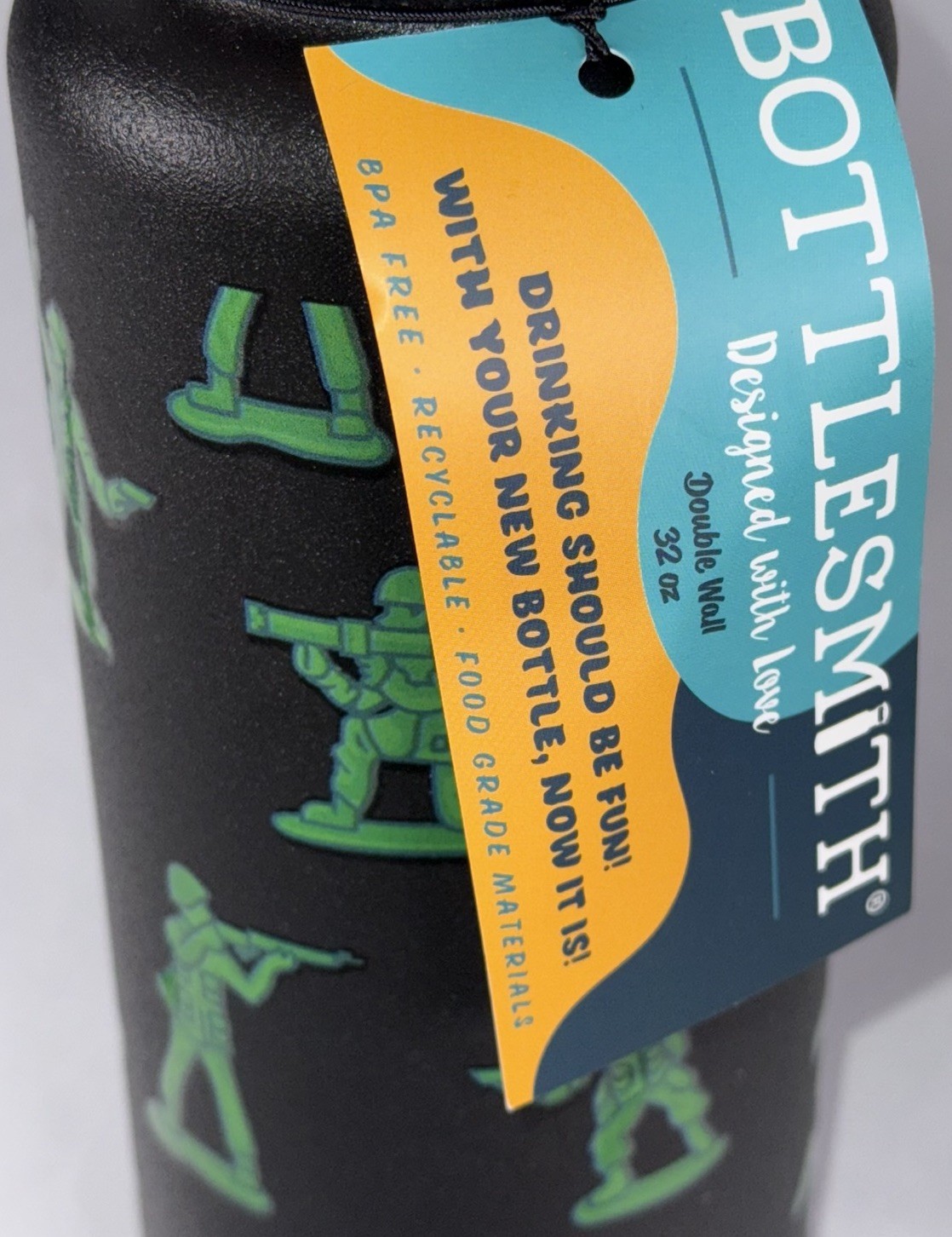 BottleSmith 32oz Army Men Stainless Steel Insulated Water Bottle NWT