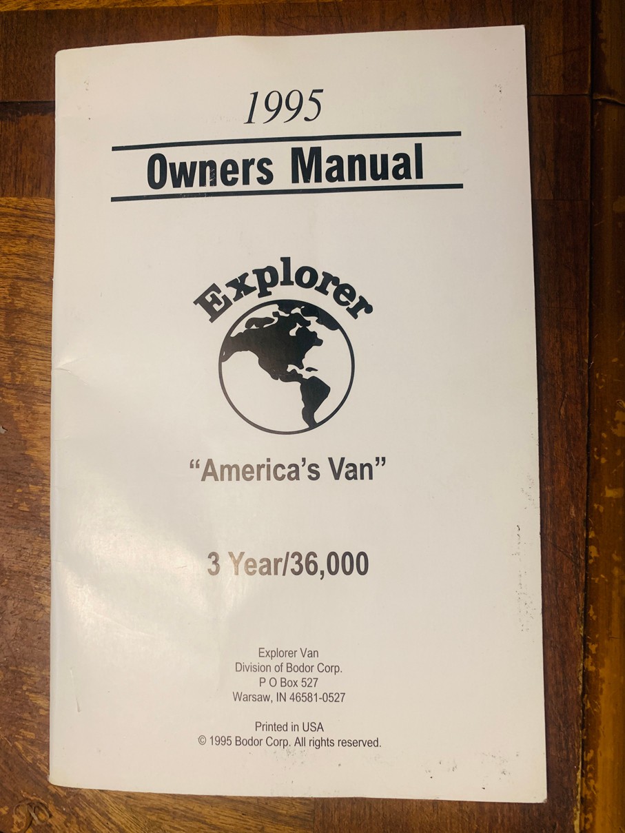 Vintage 1995 Explorer Conversion Van 39 Page Owners Manual Bodor Corp Chevy Ford