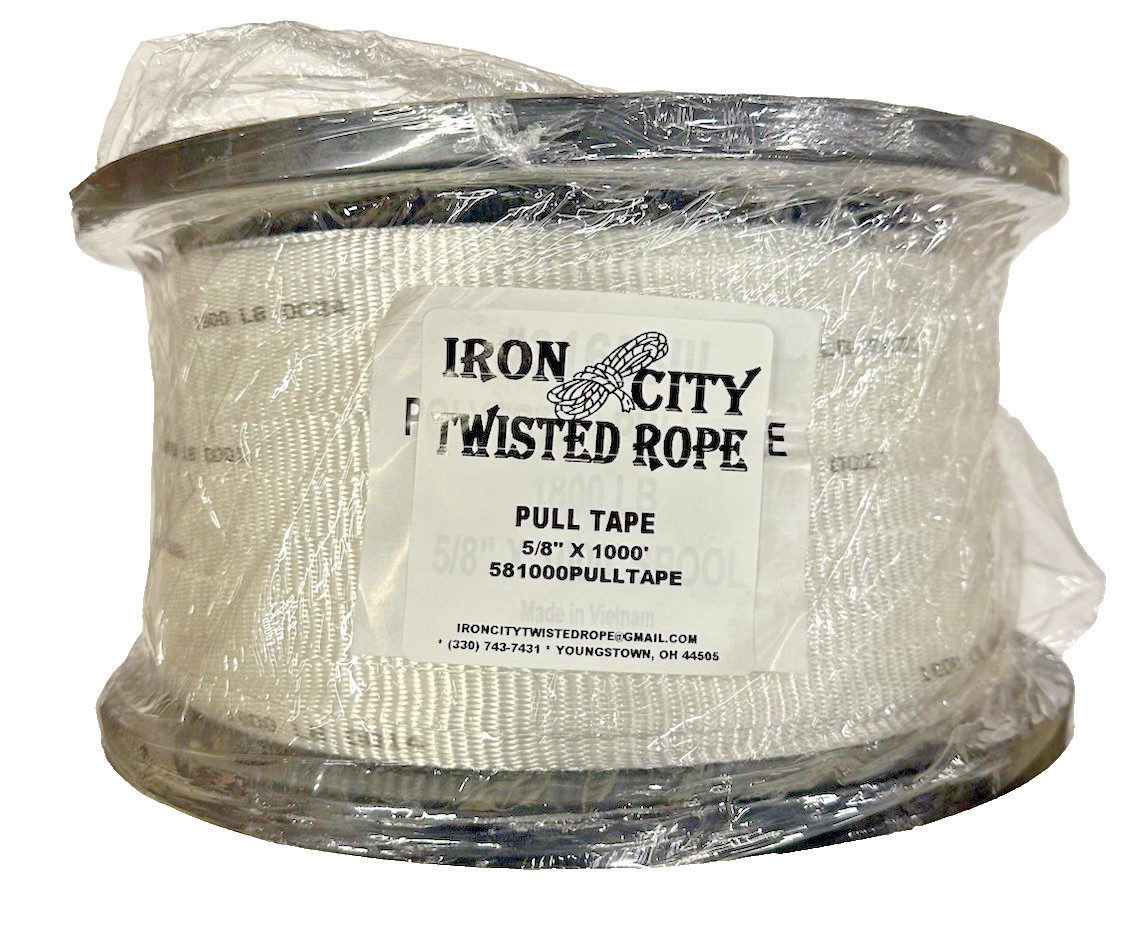 Pull Tape Mule Tug Tying 5/8” X 1000’ Nylon Braided Conduit Webbing Line 1800 Lb