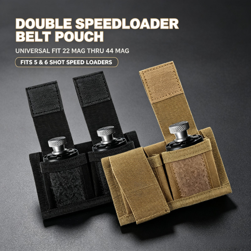 Universal Double Speedloader Belt Pouch Tactical Revolver Loader Storage Holder