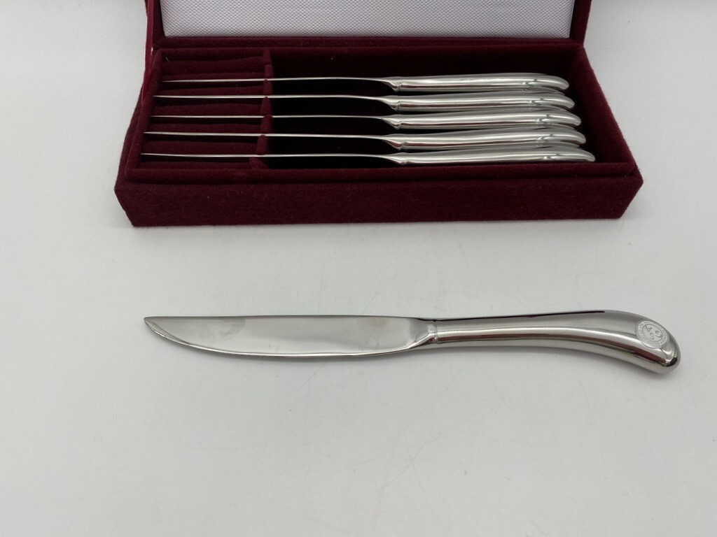GODINGER Set of 6 Pistol Grip Steak Knives New in Velvet Flocked Box
