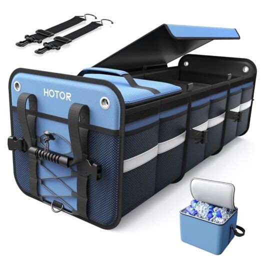Blue 3-Compartment Car Organizer - 33.1" x 13.0" x 11.8" Trunk Organizer