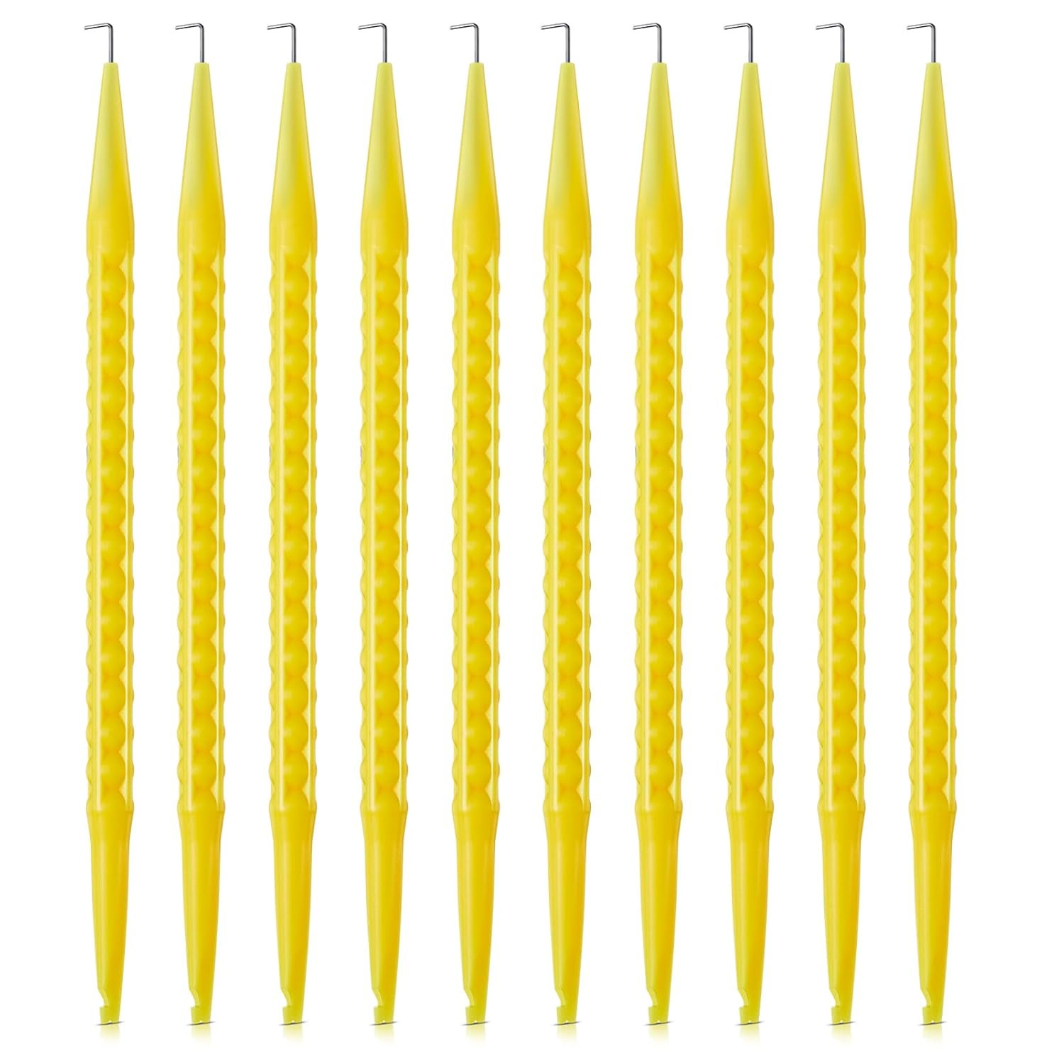 10 PCS 7 Inch Yellow Nylon Probe Pick Spudger Tools with L-Shaped Wire Hook