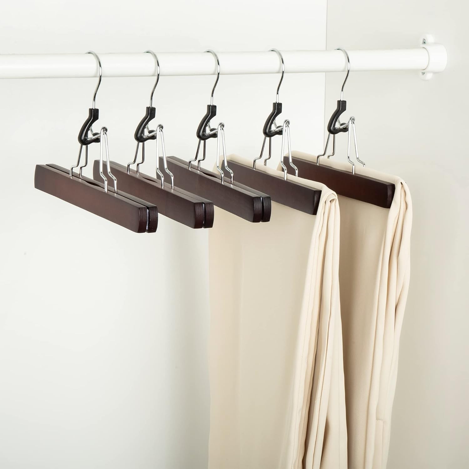 Wooden Pants Hangers Closet Organizer Cherry 10-Pack